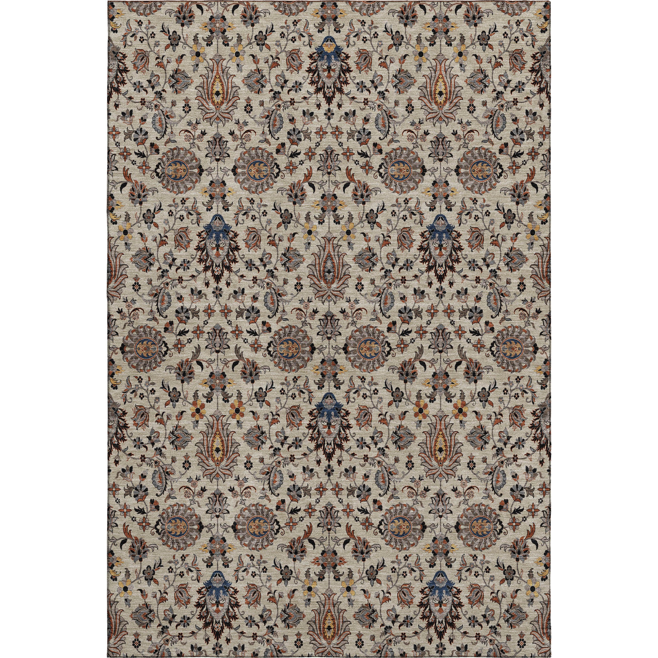 Hoi An Machine Washable Traditional Beige Brown Rug 2'6" x 3'10" #shape_Rectangle