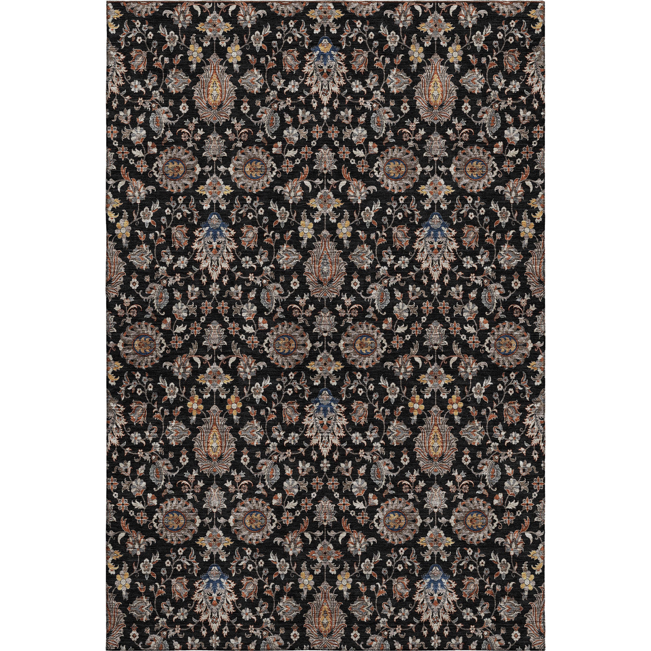 Hoi An Machine Washable Traditional Black Rug 2'6" x 3'10" #shape_Rectangle
