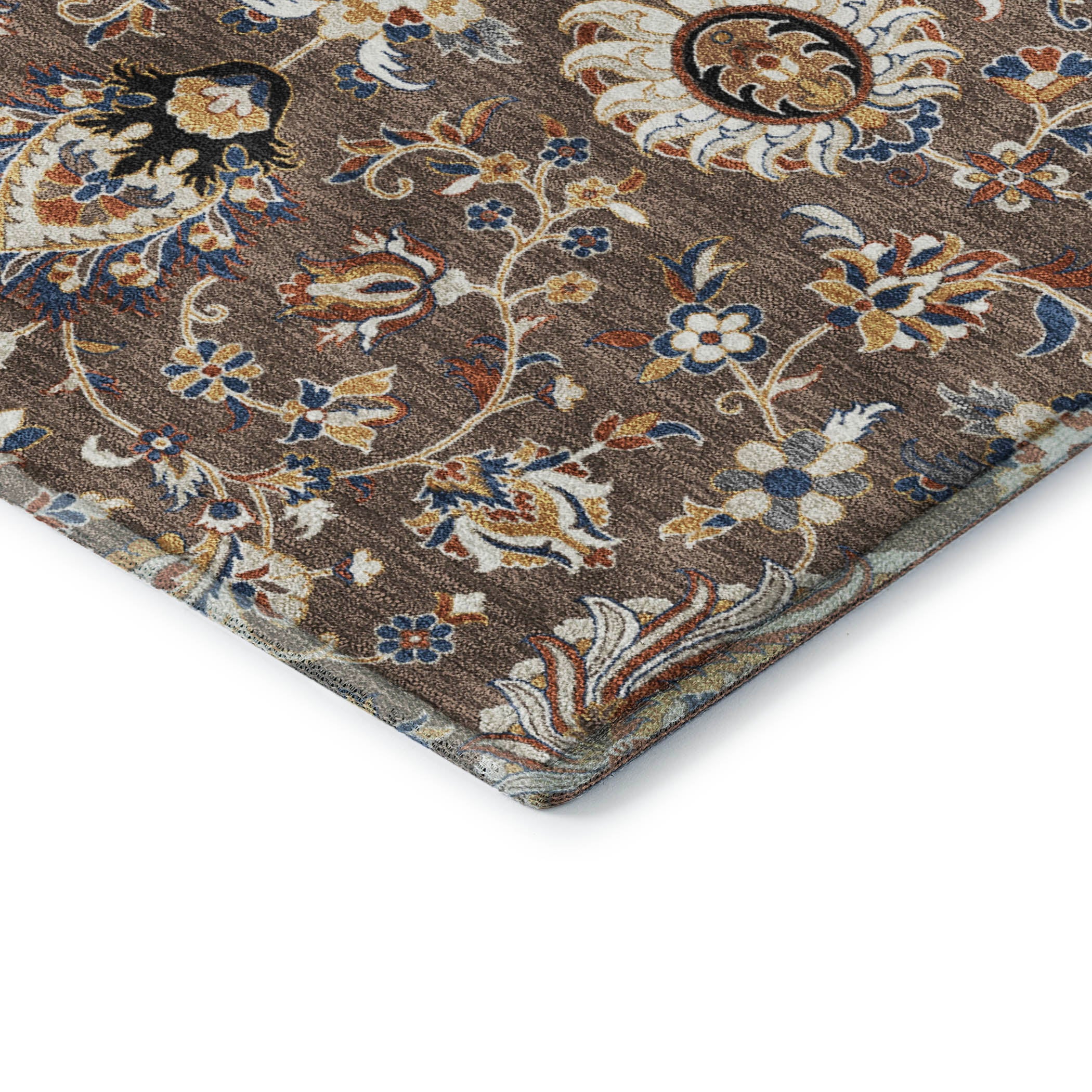 Hoi An Machine Washable Traditional Chocolate Brown Rug 1'8" x 2'6" #shape_Rectangle