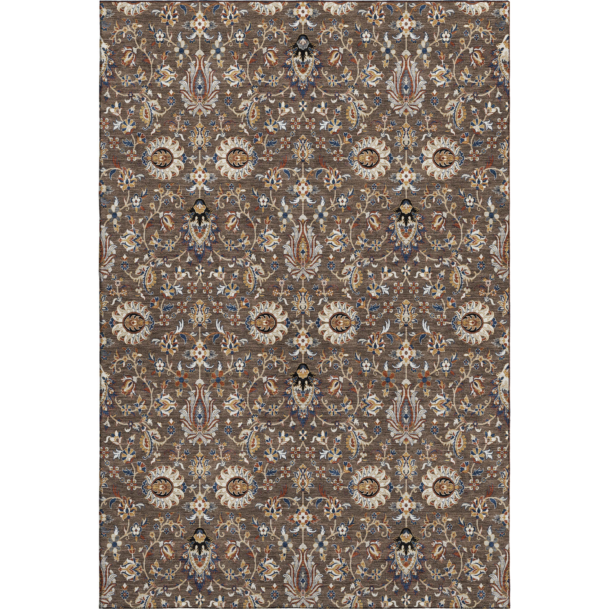 Hoi An Machine Washable Traditional Chocolate Brown Rug 2'6" x 3'10" #shape_Rectangle