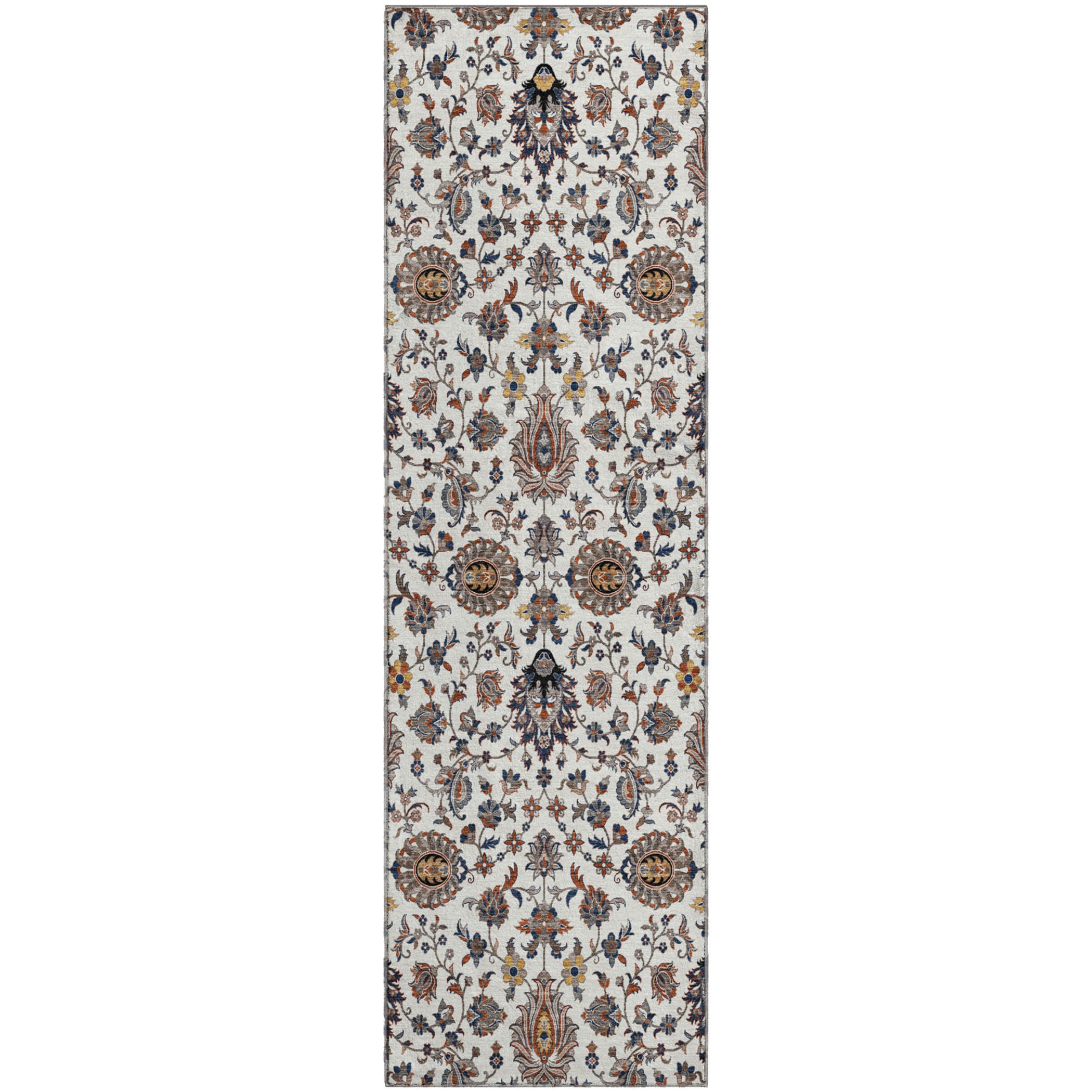 Hoi An Machine Washable Traditional Ivory Rug 2'3" x 7'6" #shape_Runner