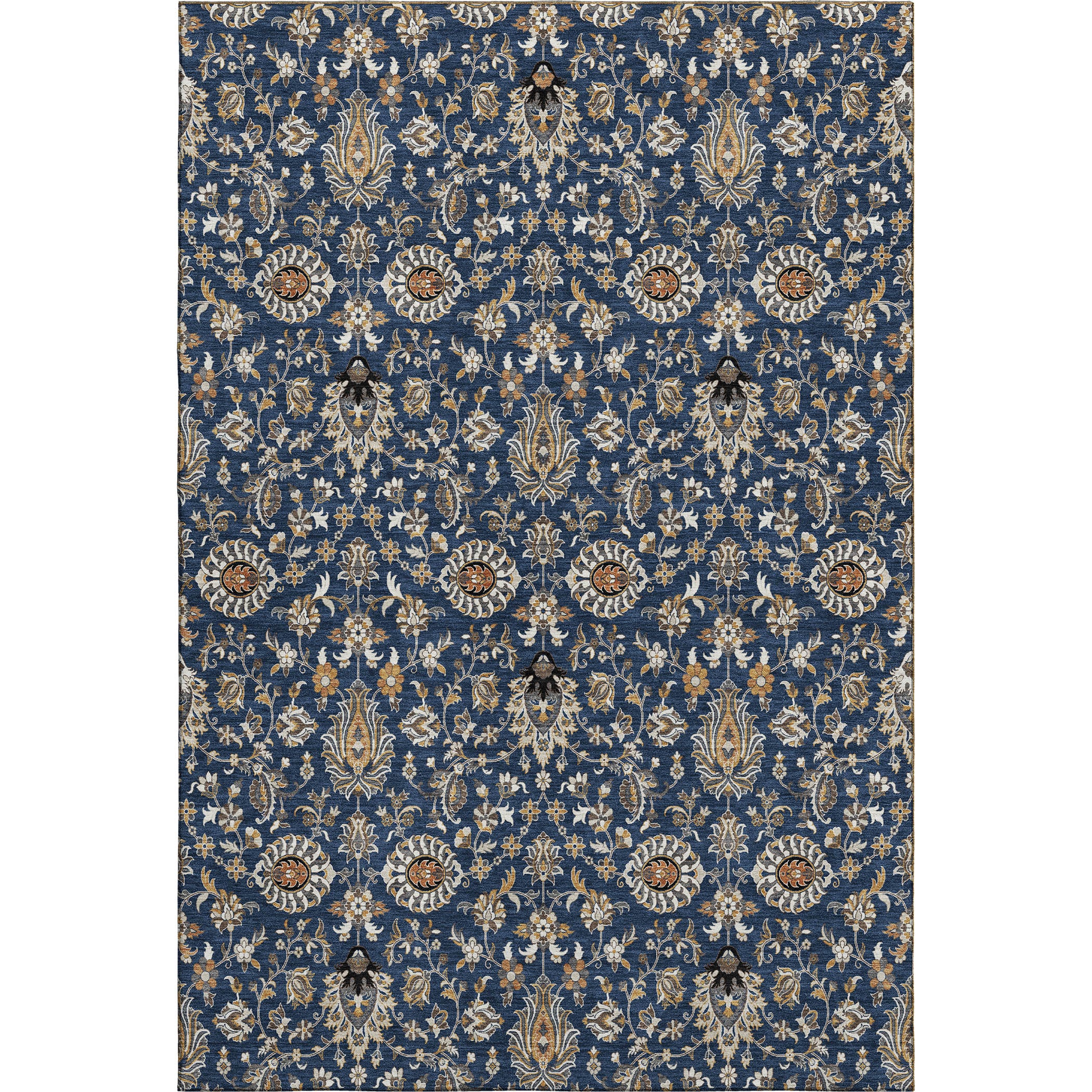 Hoi An Machine Washable Traditional Navy Blue Rug 2'6" x 3'10" #shape_Rectangle