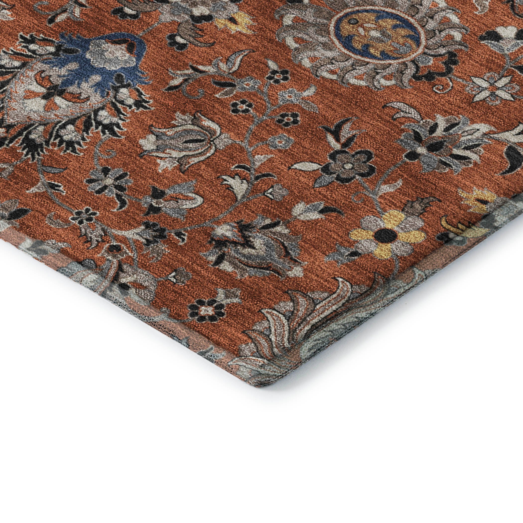 Hoi An Machine Washable Traditional Paprika Orange Rug 1'8" x 2'6" #shape_Rectangle