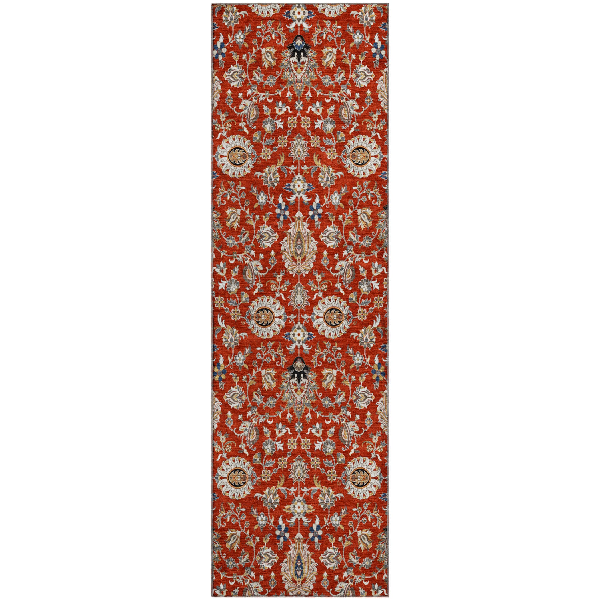 Hoi An Machine Washable Traditional Red Rug 2'3" x 7'6" #shape_Runner