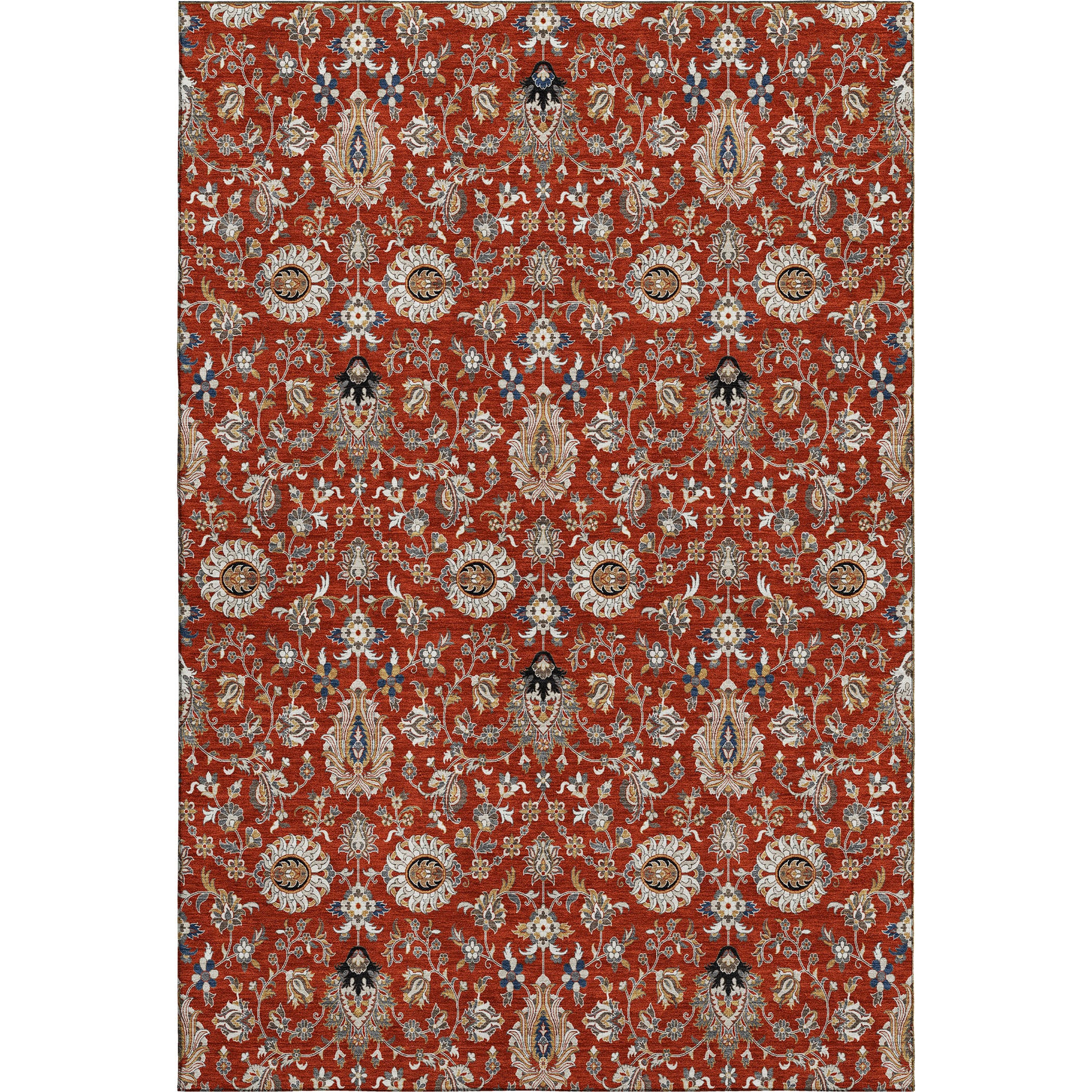 Hoi An Machine Washable Traditional Red Rug 2'6" x 3'10" #shape_Rectangle