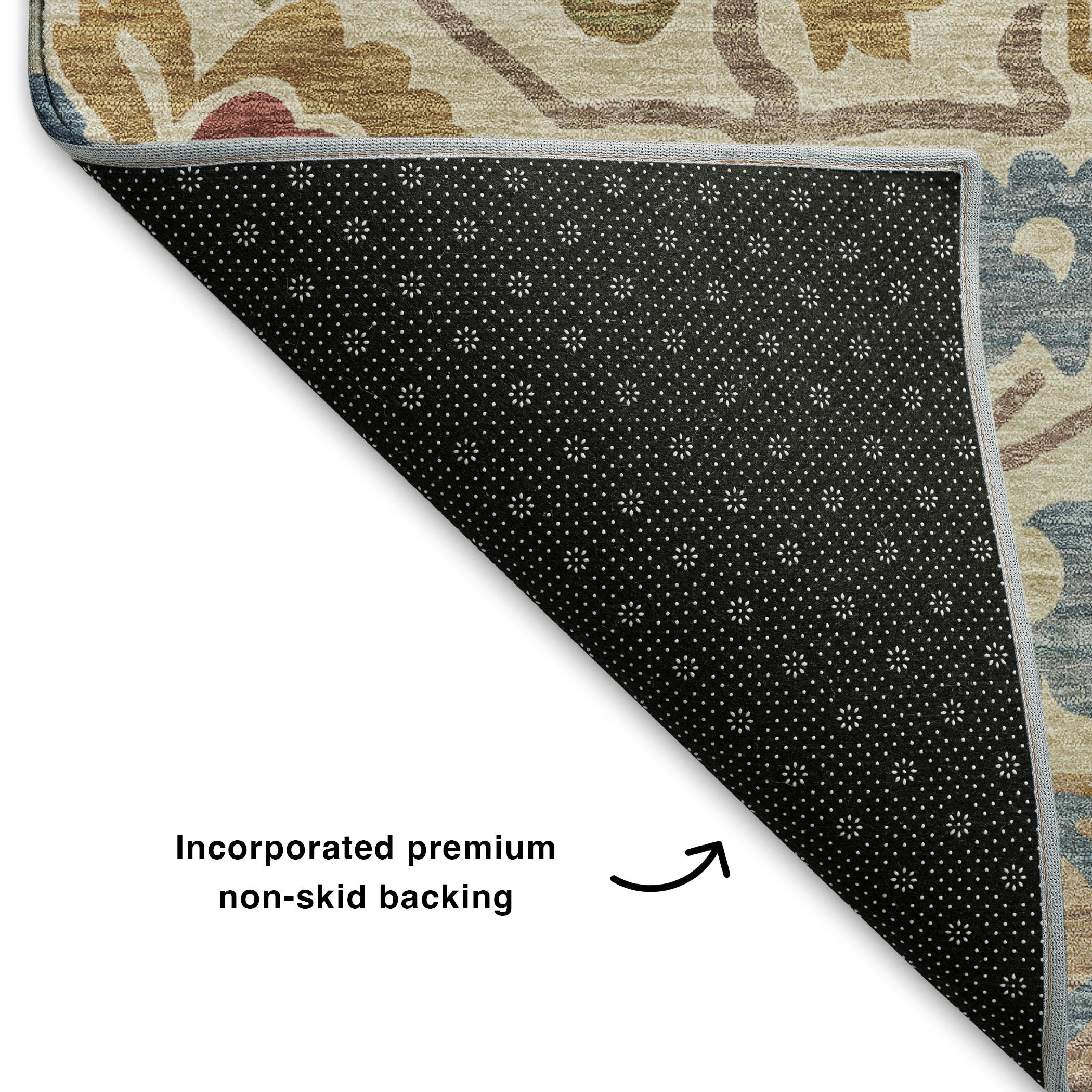 Nairobi Machine Washable Transitional Beige Brown Rug 1'8" x 2'6" #shape_Rectangle