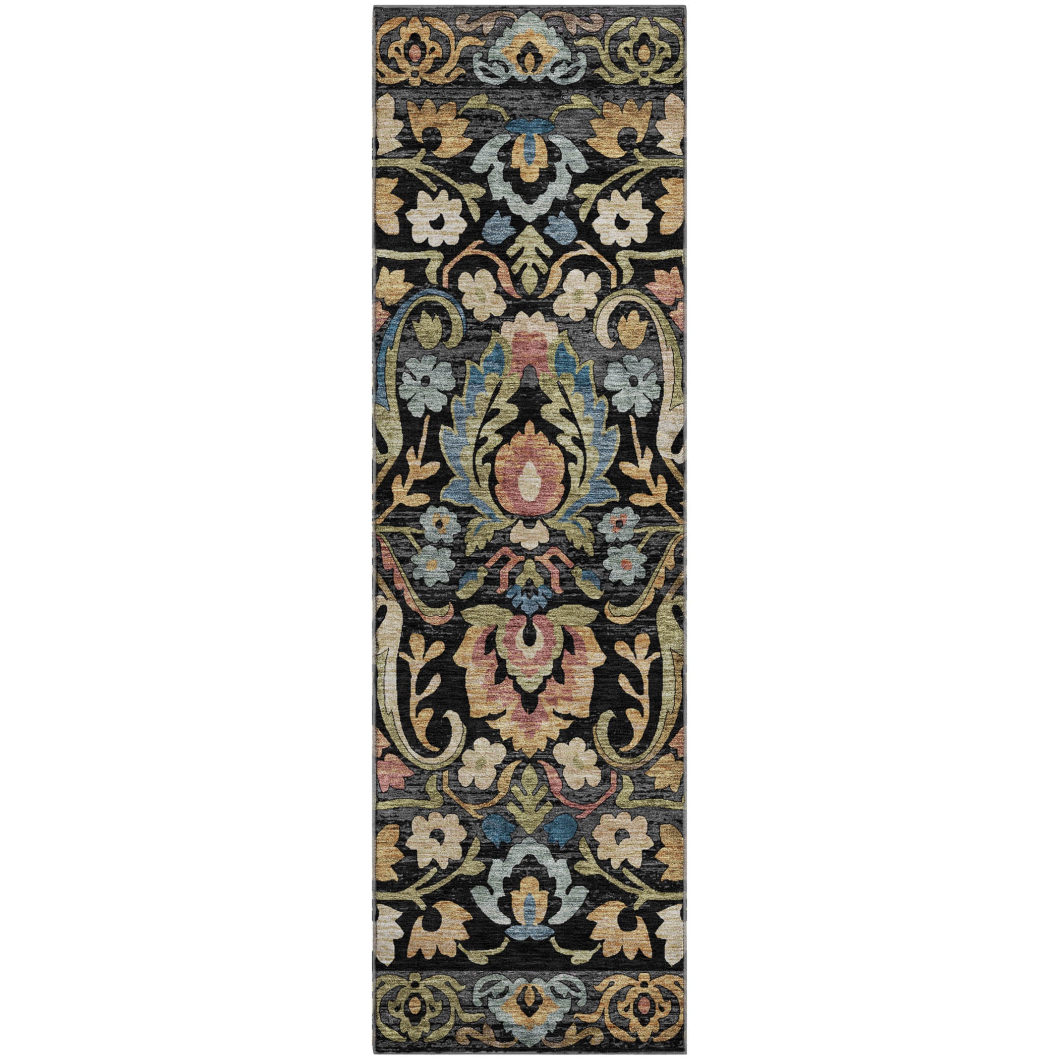 Nairobi Machine Washable Transitional Black Rug 2'3" x 7'6" #shape_Runner