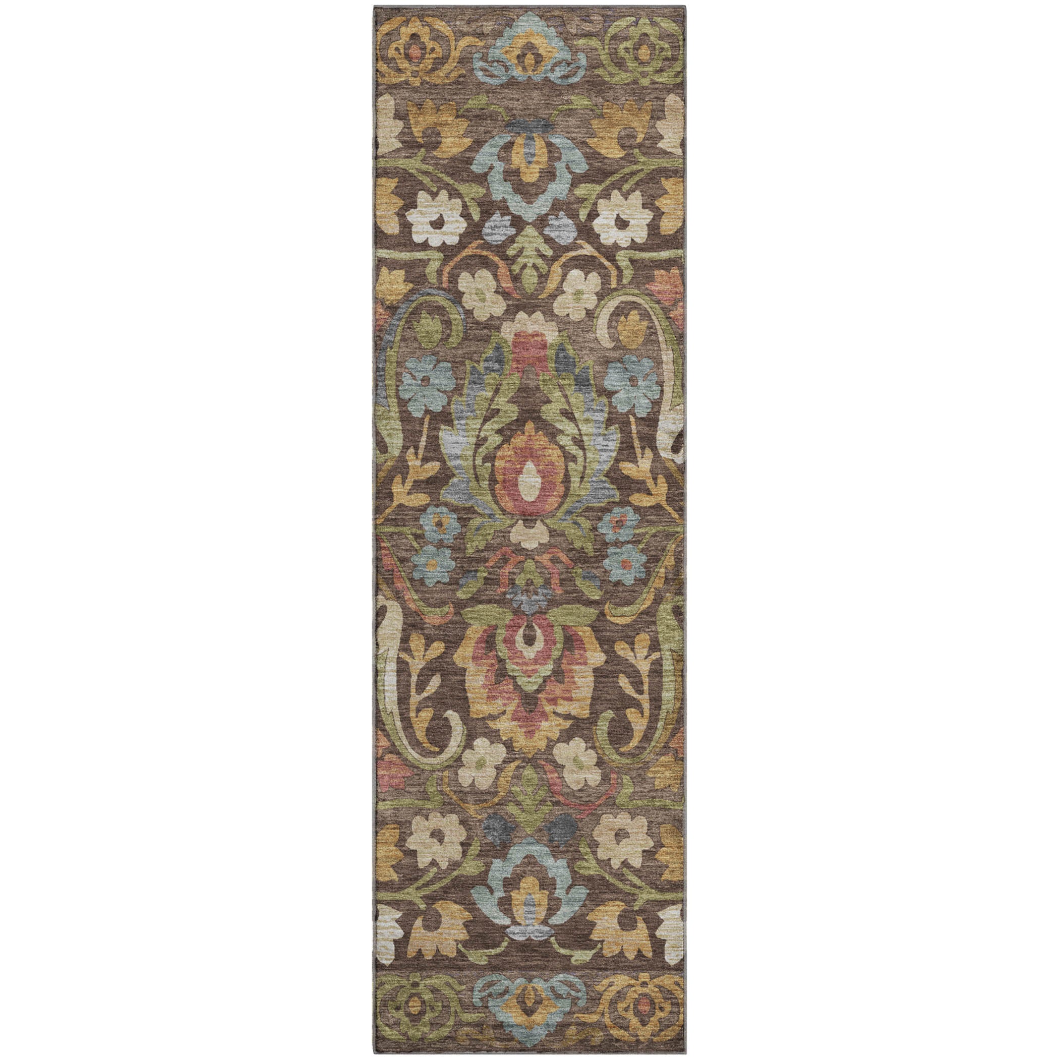 Nairobi Machine Washable Transitional Chocolate Brown Rug 2'3" x 7'6" #shape_Runner