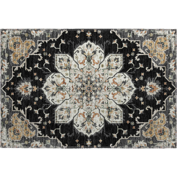 Budapest Machine Washable Traditional Black Rug 1'8" x 2'6"