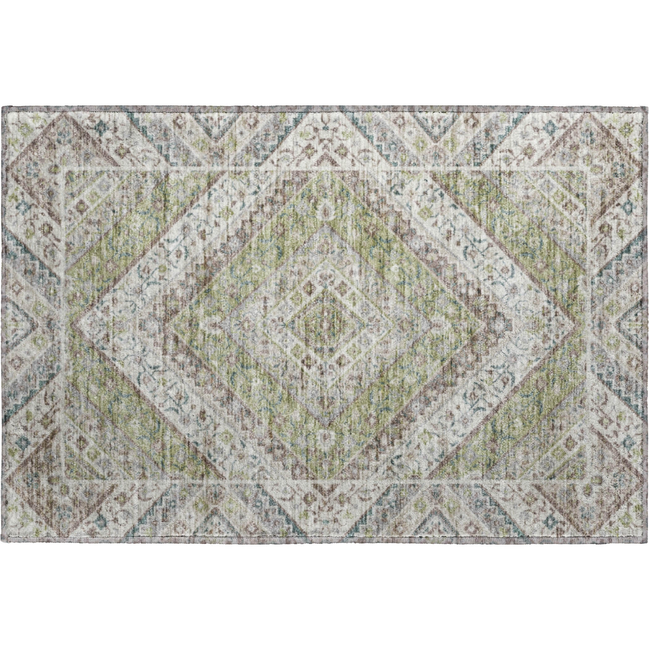 Cusco Machine Washable Transitional Aloe Green Rug 1'8" x 2'6" #shape_Rectangle
