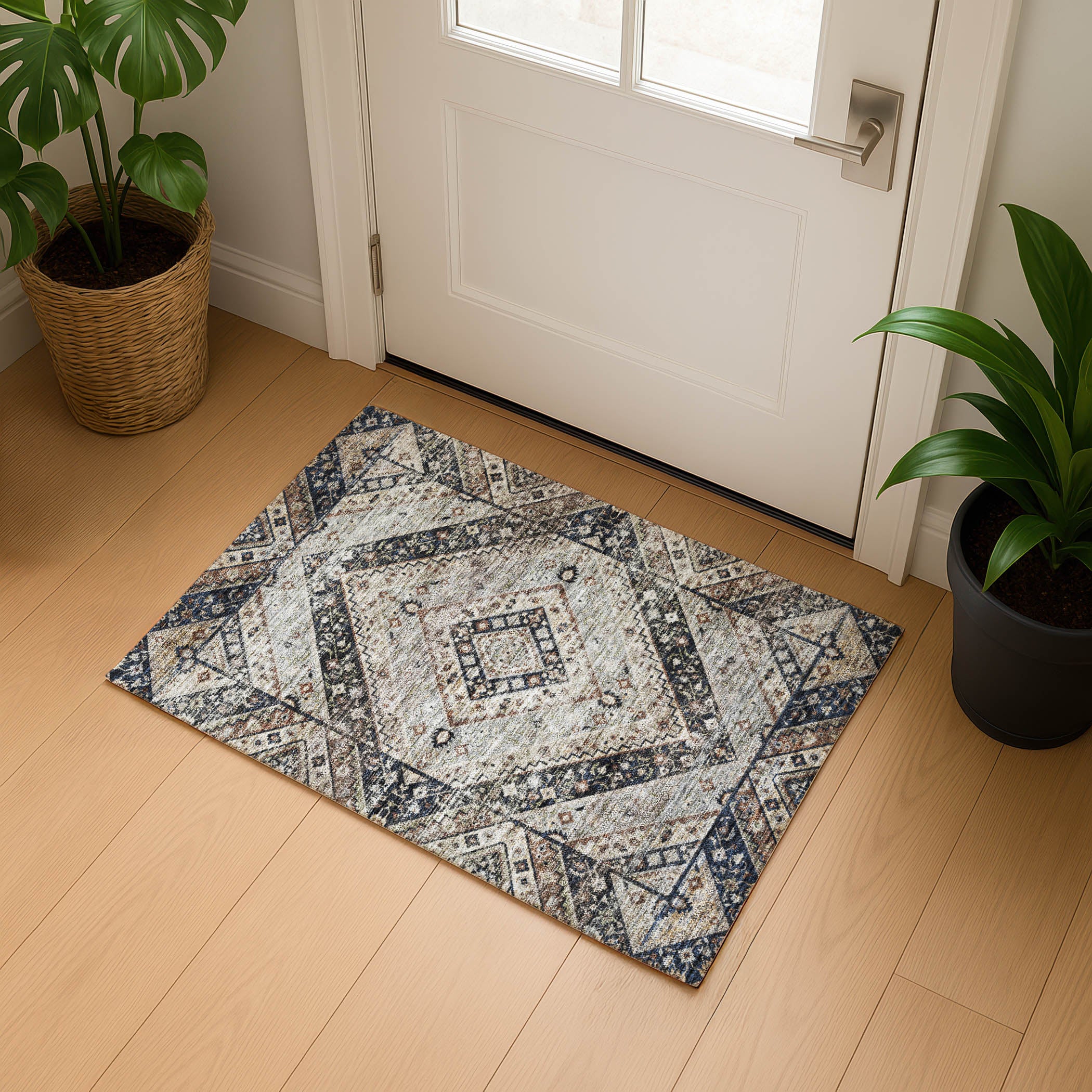 Cusco Machine Washable Transitional Black Rug 1'8" x 2'6" #shape_Rectangle