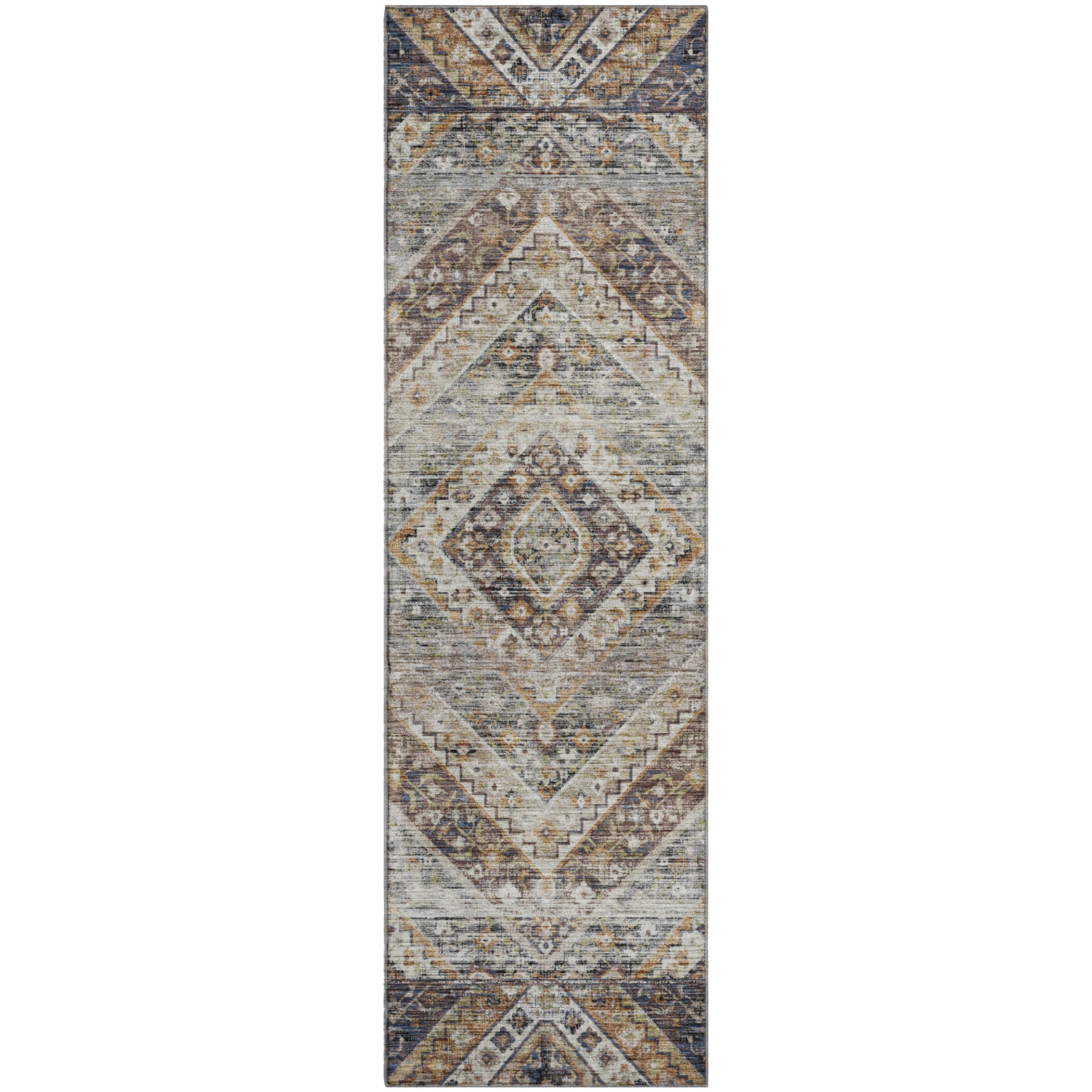 Cusco Machine Washable Transitional Brown Rug 2'3" x 7'6" #shape_Runner