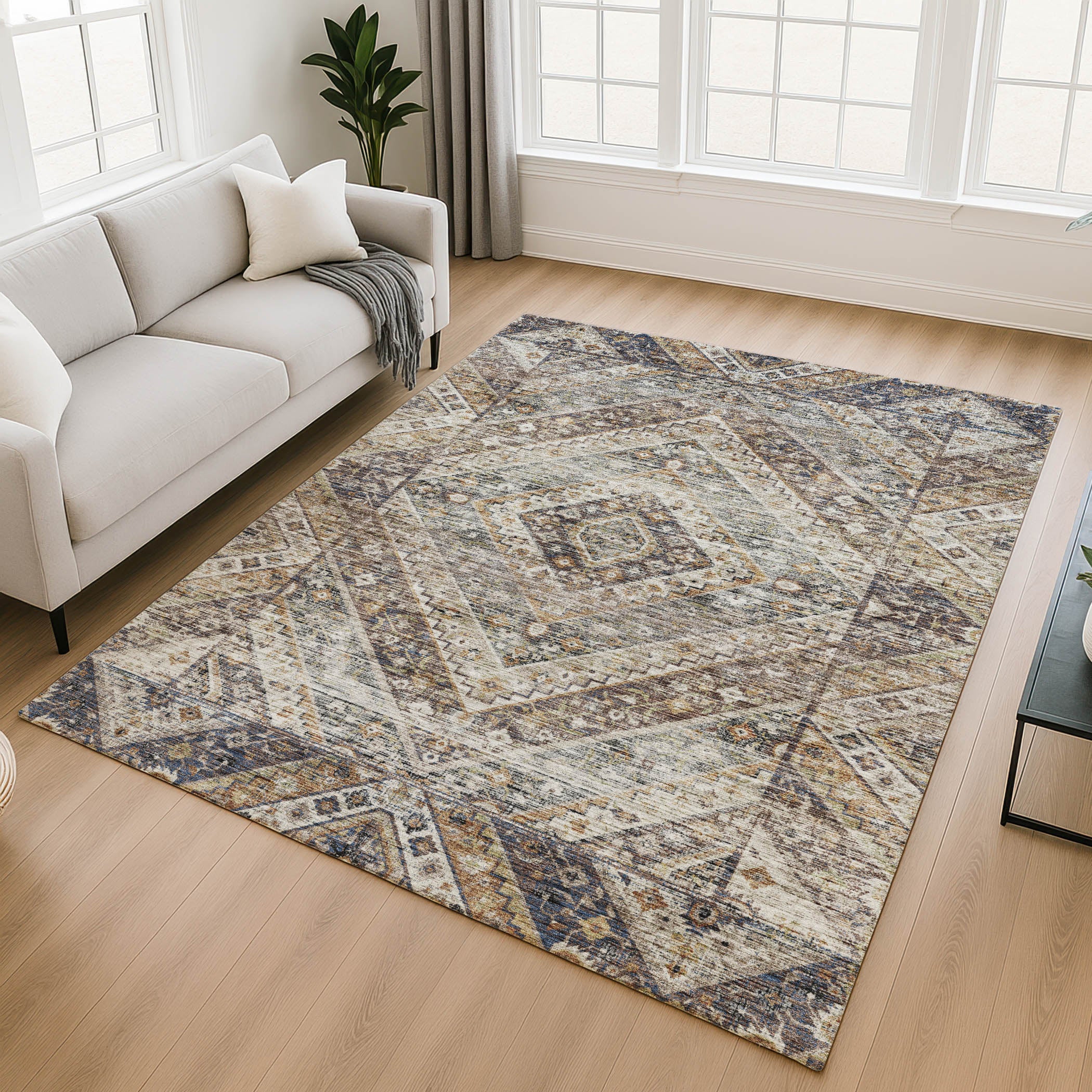 Cusco Machine Washable Transitional Brown Rug 2'6" x 3'10" #shape_Rectangle
