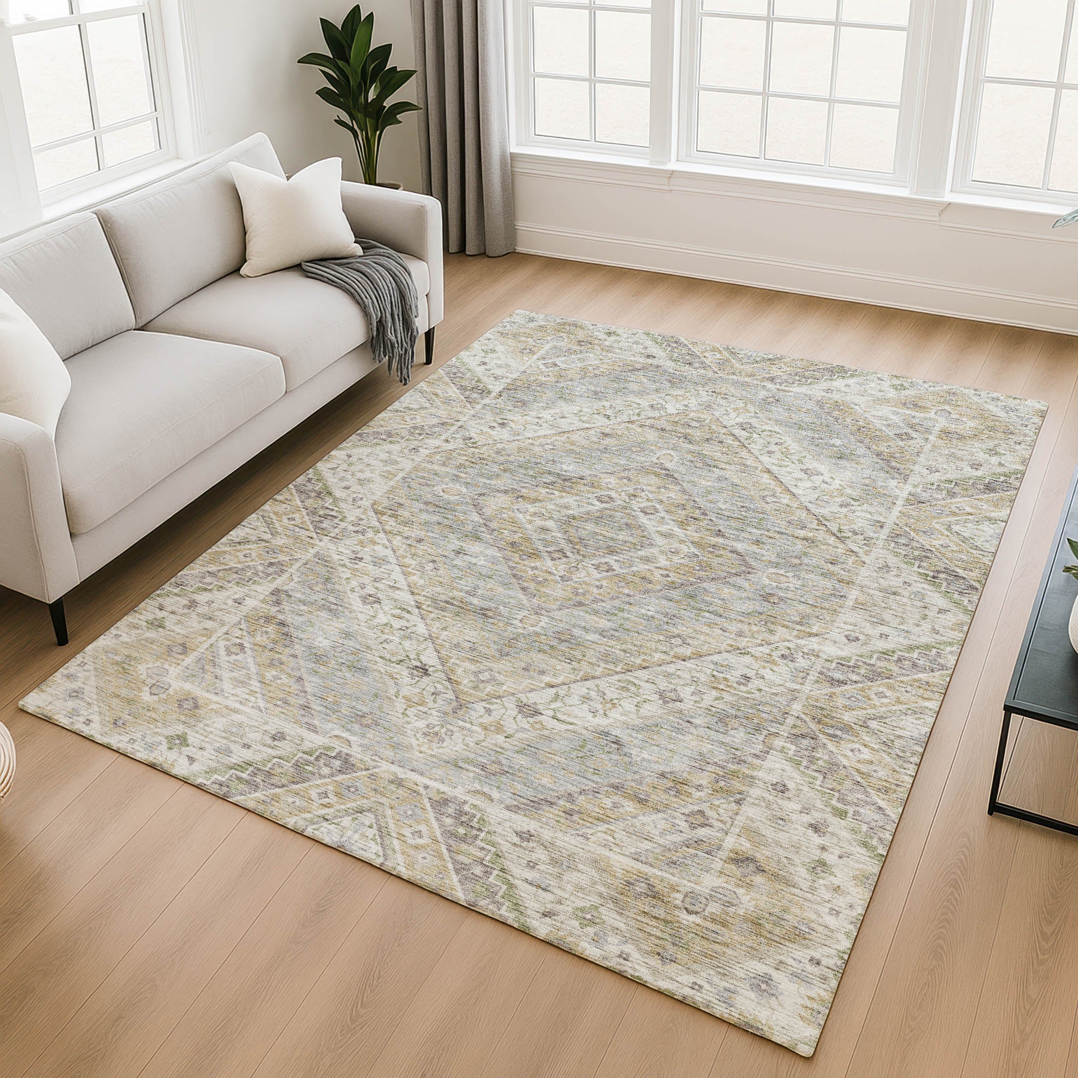 Cusco Machine Washable Transitional Ivory Rug 2'6" x 3'10" #shape_Rectangle