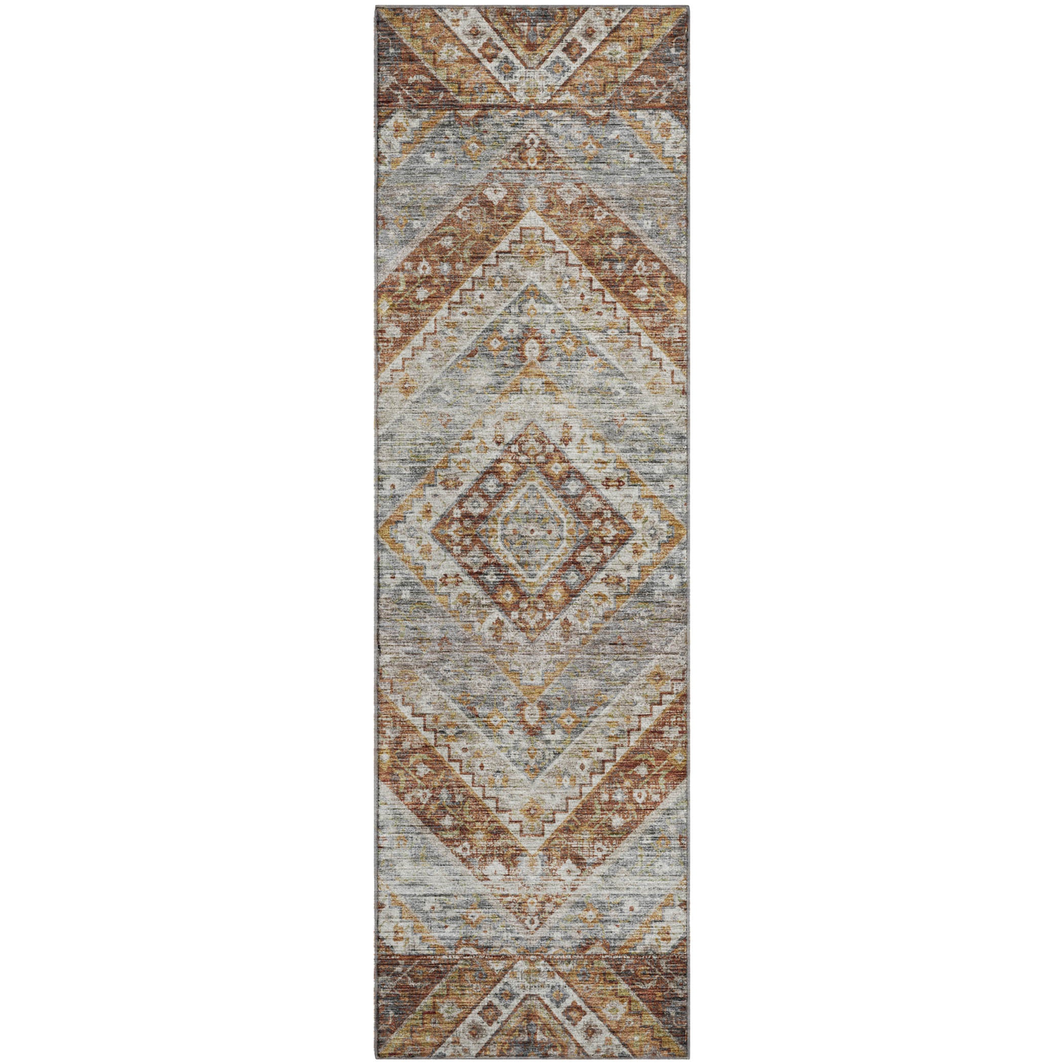 Cusco Machine Washable Transitional Paprika Orange Rug 2'3" x 7'6" #shape_Runner