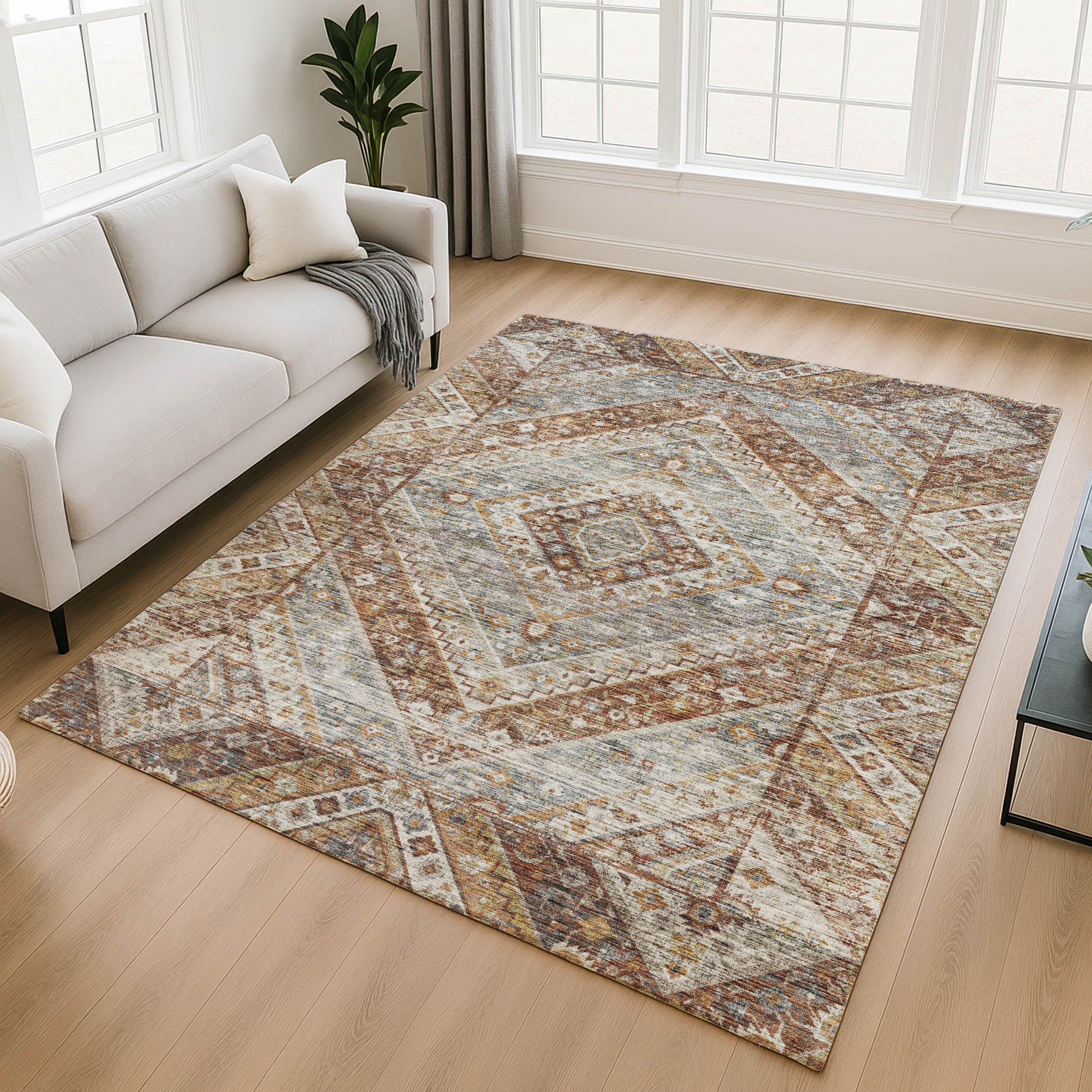 Cusco Machine Washable Transitional Paprika Orange Rug 2'6" x 3'10" #shape_Rectangle