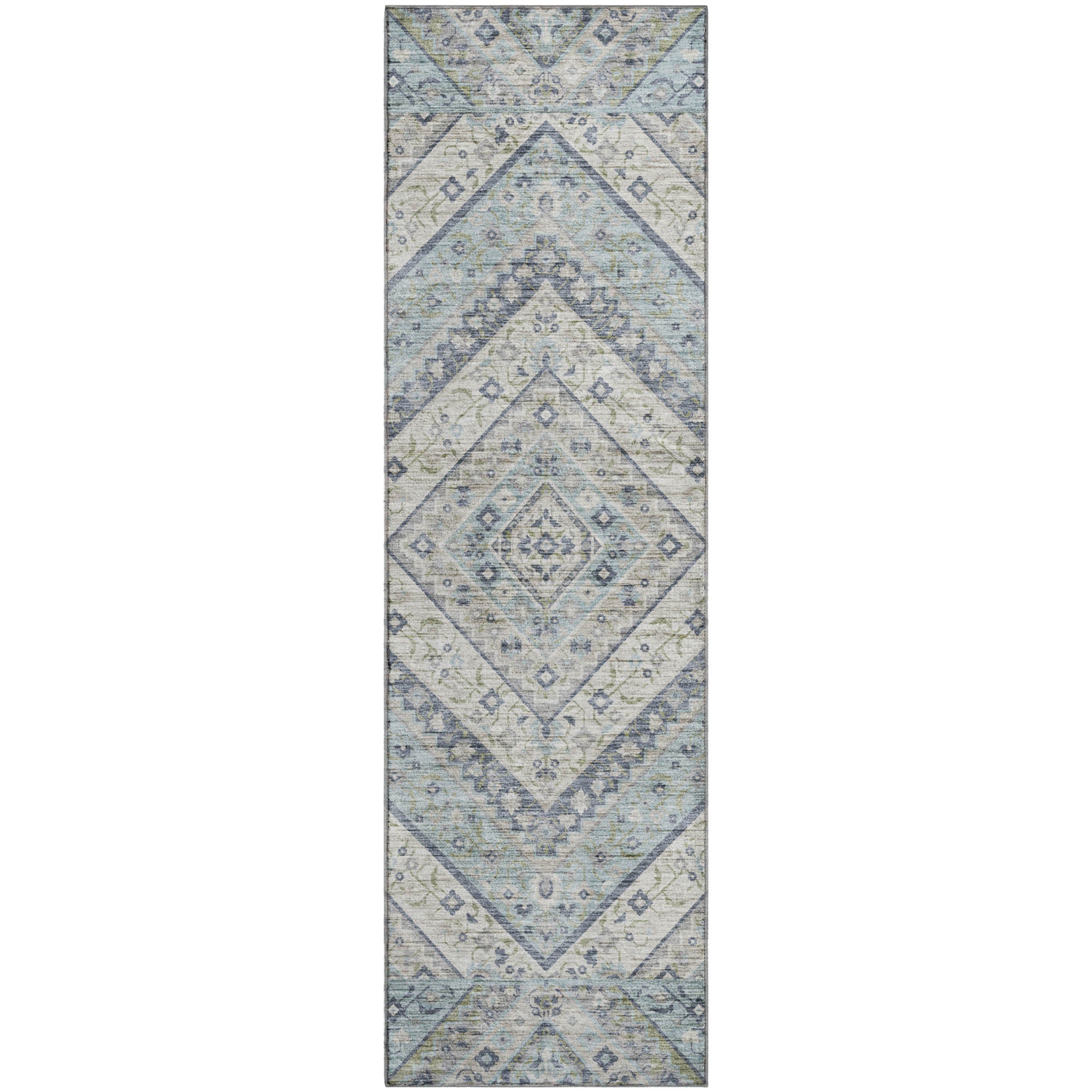 Cusco Machine Washable Transitional Sky Blue Rug 2'3" x 7'6" #shape_Runner