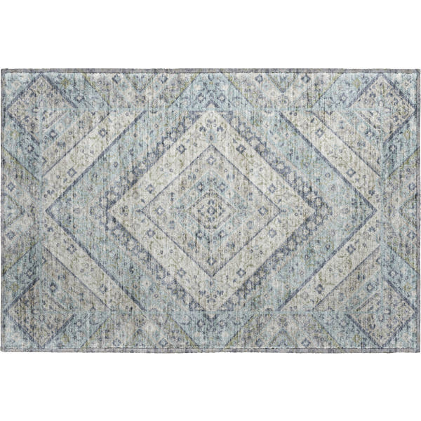 Cusco Machine Washable Transitional Sky Blue Rug 1'8" x 2'6"