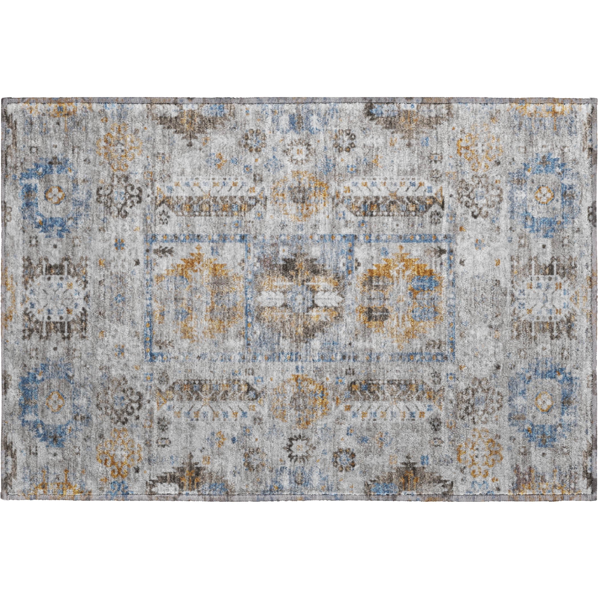 Queenstown Machine Washable Transitional Gray Rug 1'8" x 2'6" #shape_Rectangle