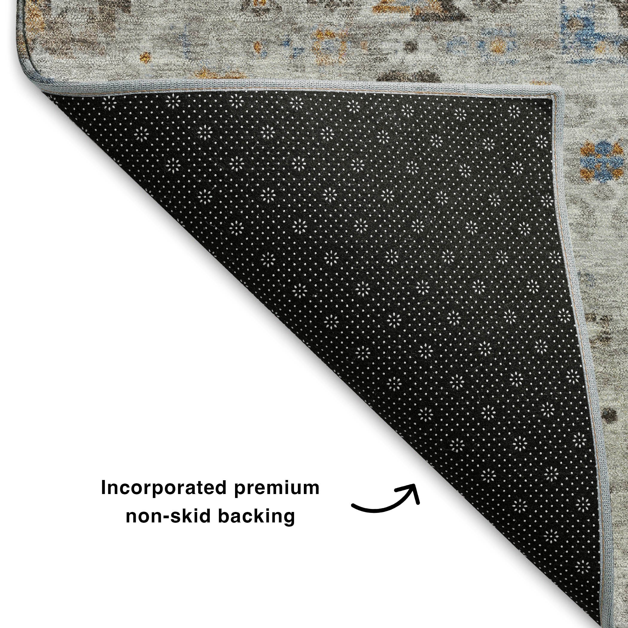 Queenstown Machine Washable Transitional Gray Rug 1'8" x 2'6" #shape_Rectangle