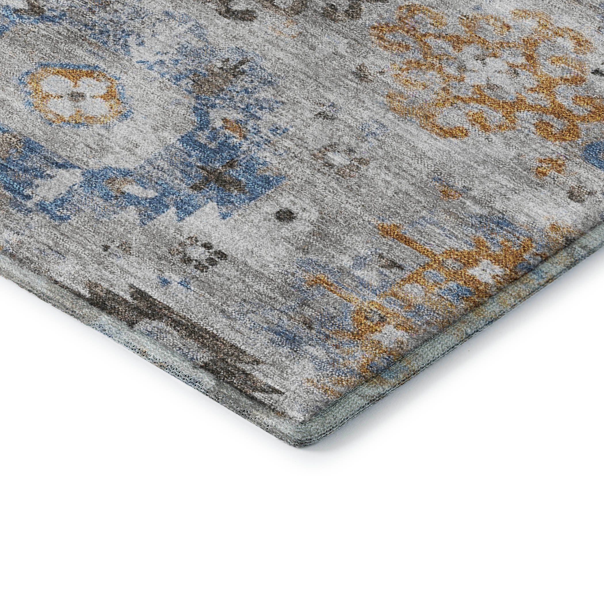 Queenstown Machine Washable Transitional Gray Rug 1'8" x 2'6" #shape_Rectangle