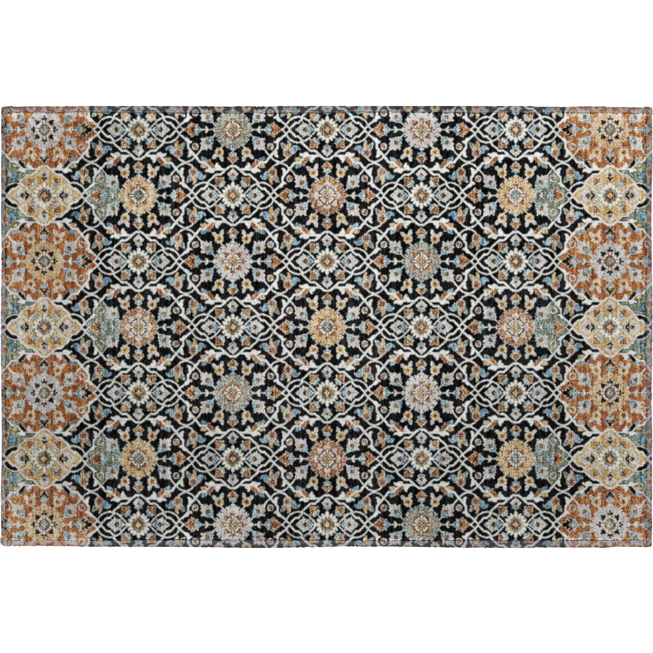 Zanzibar Machine Washable Transitional Black Rug 1'8" x 2'6" #shape_Rectangle