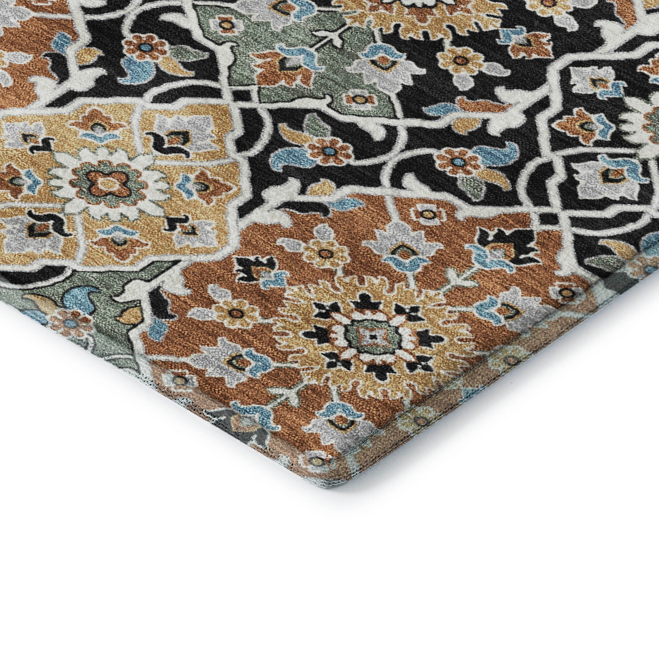 Zanzibar Machine Washable Transitional Black Rug 1'8" x 2'6" #shape_Rectangle