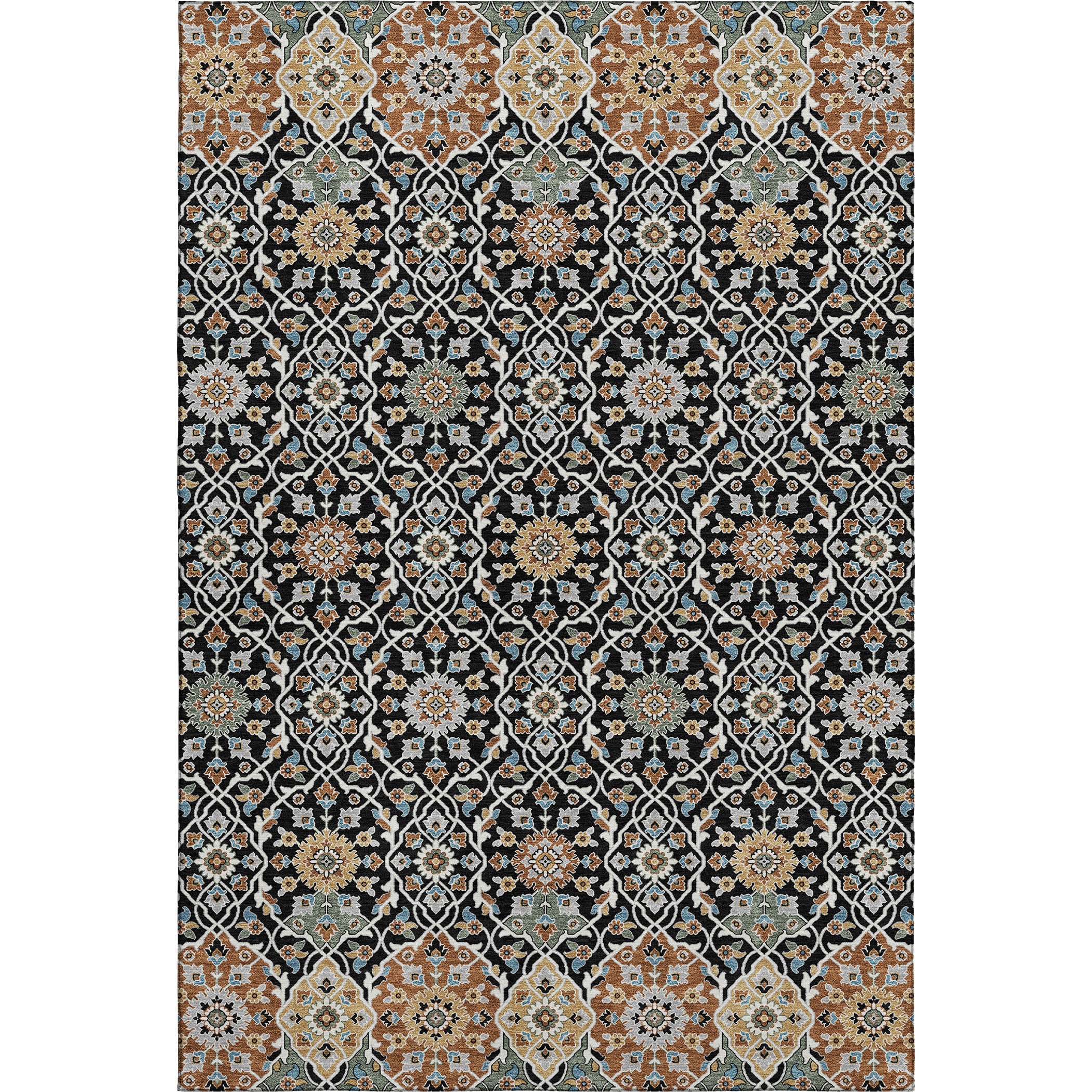 Zanzibar Machine Washable Transitional Black Rug 2'6" x 3'10" #shape_Rectangle
