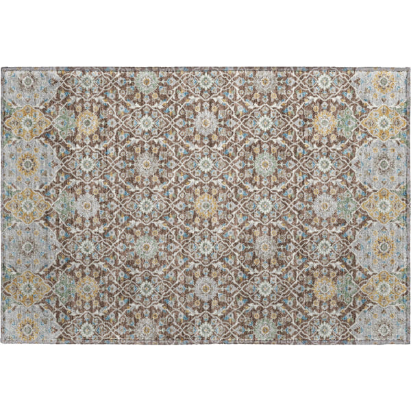 Zanzibar Machine Washable Transitional Chocolate Brown Rug 1'8" x 2'6"