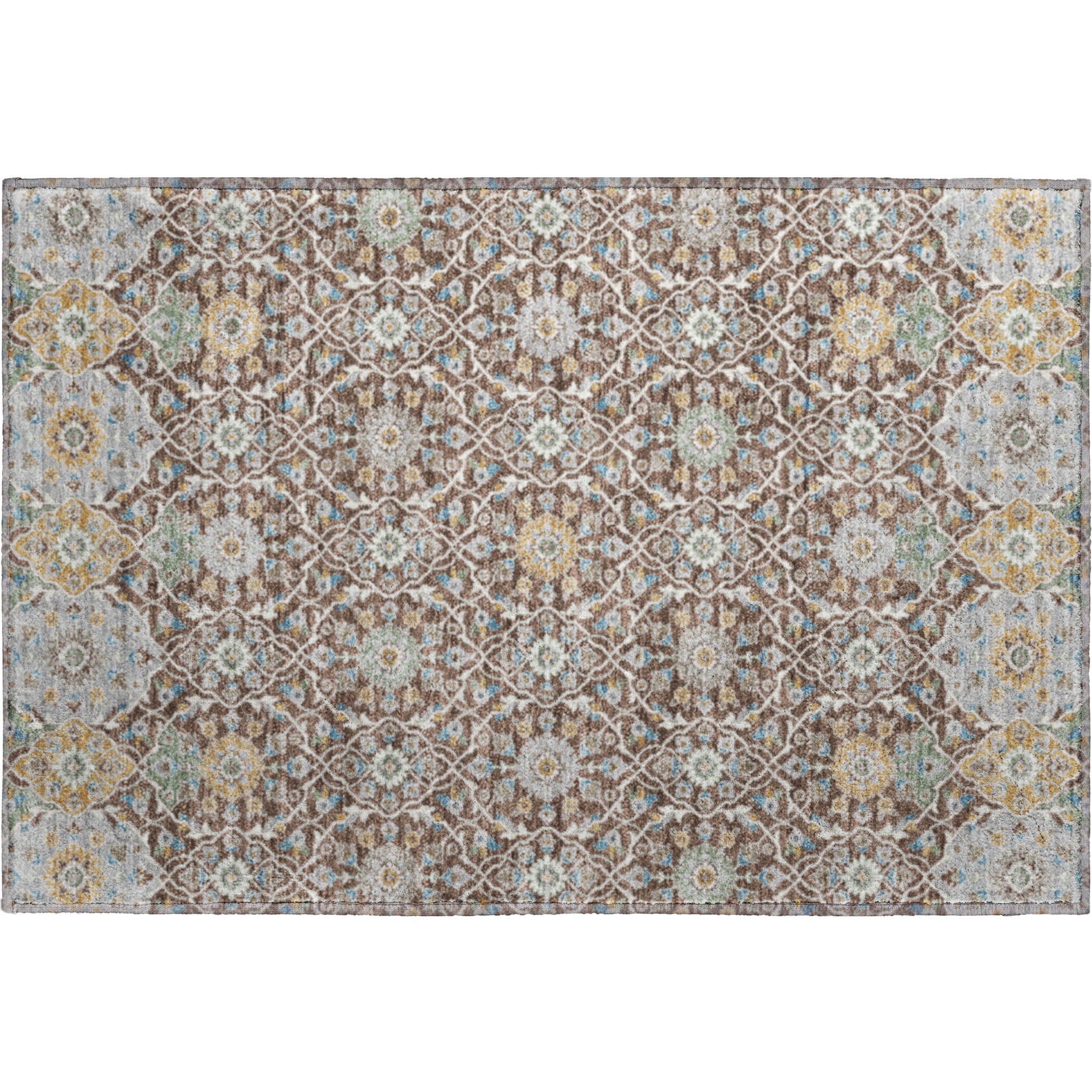 Zanzibar Machine Washable Transitional Chocolate Brown Rug 1'8" x 2'6" #shape_Rectangle