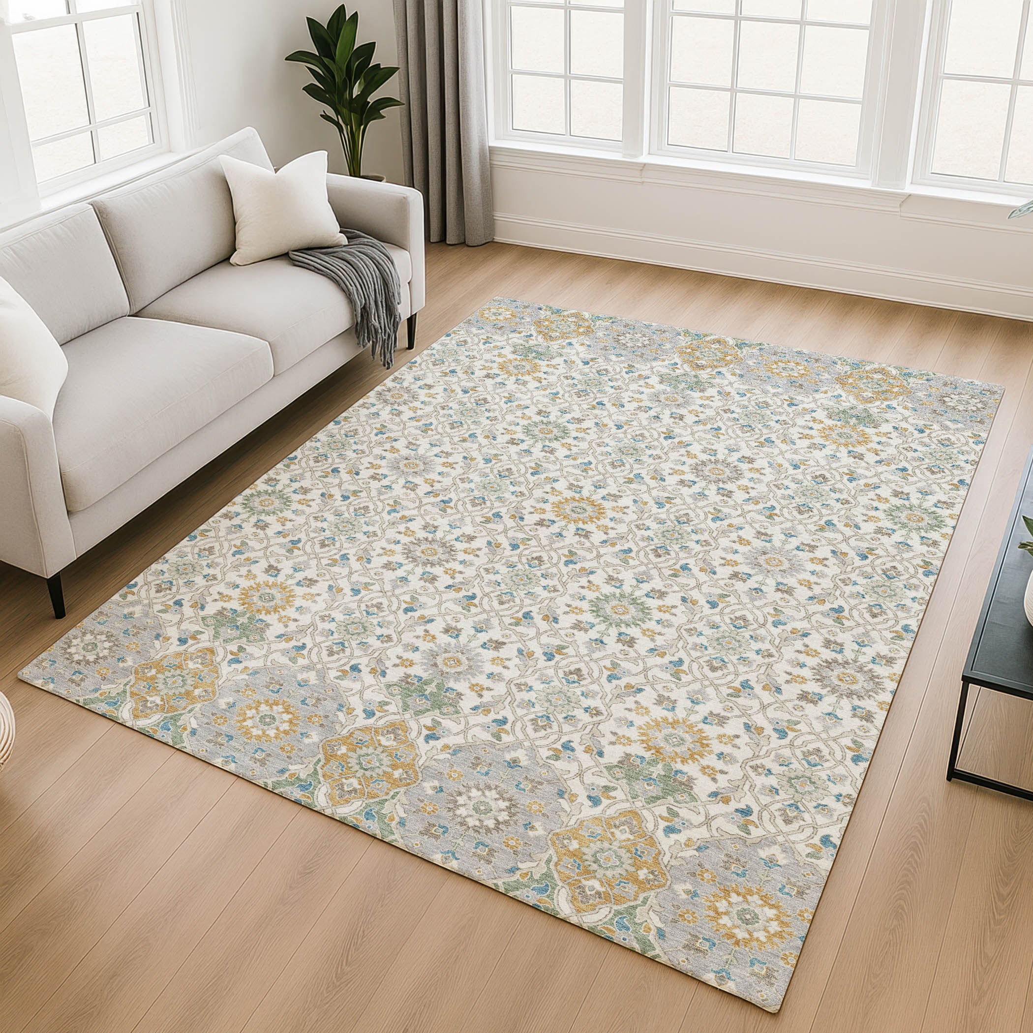 Zanzibar Machine Washable Transitional Ivory Rug 2'6" x 3'10" #shape_Rectangle