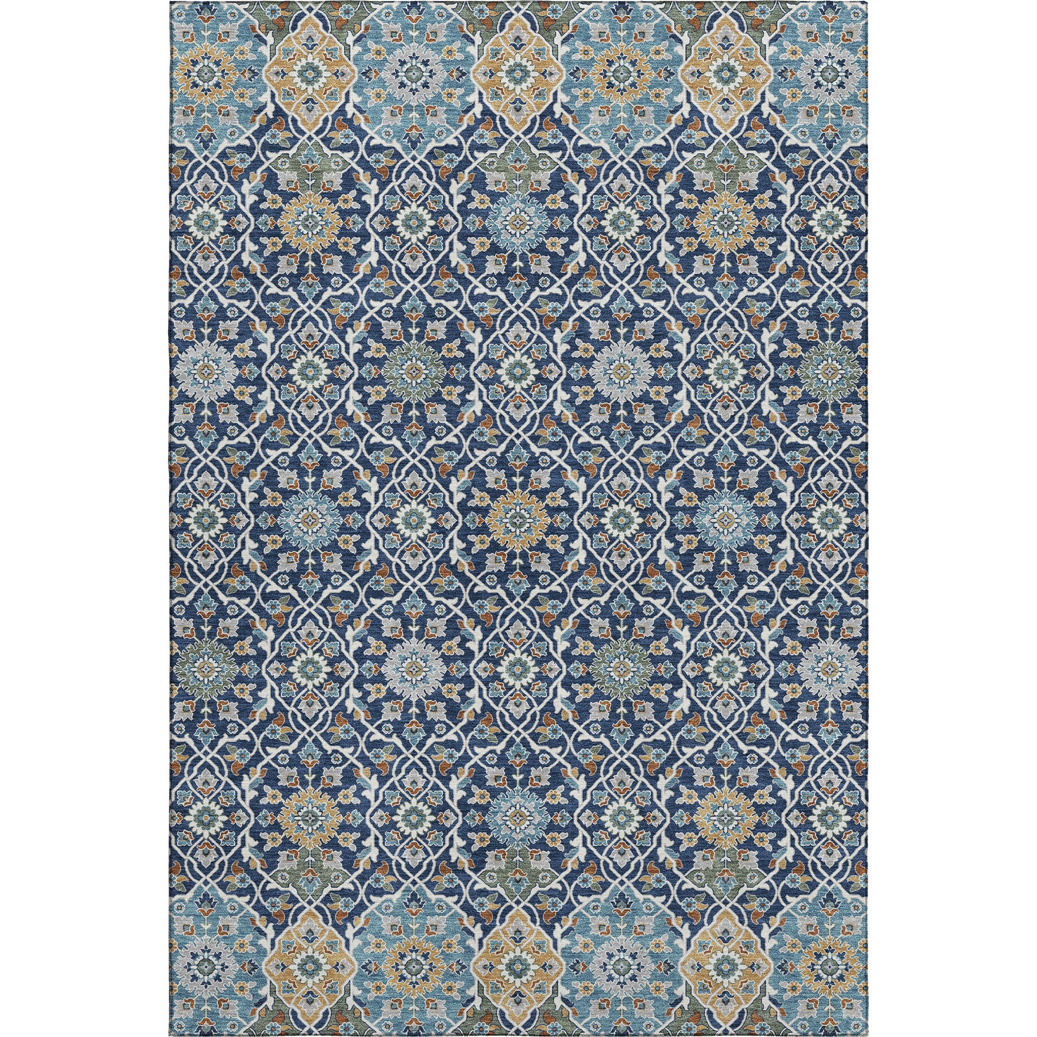 Zanzibar Machine Washable Transitional Navy Blue Rug 2'6" x 3'10" #shape_Rectangle