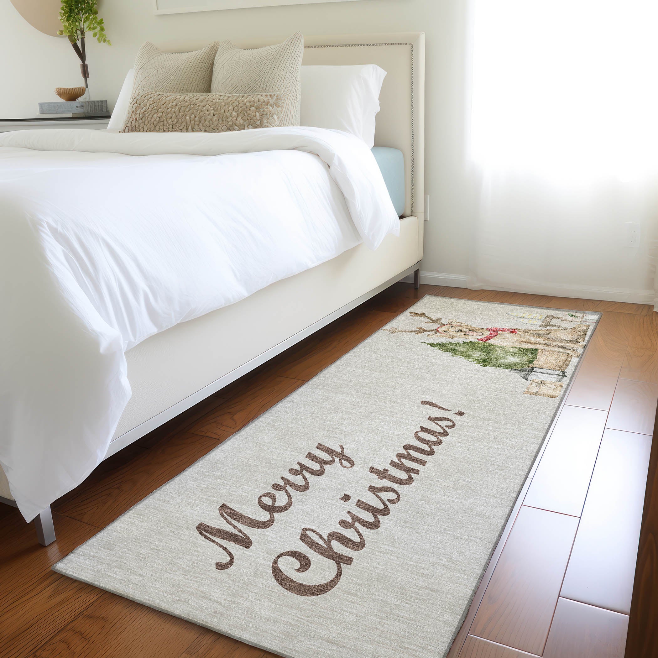 Mdina Machine Washable Holiday Taupe Beige Rug 2'3" x 7'6" #shape_Runner