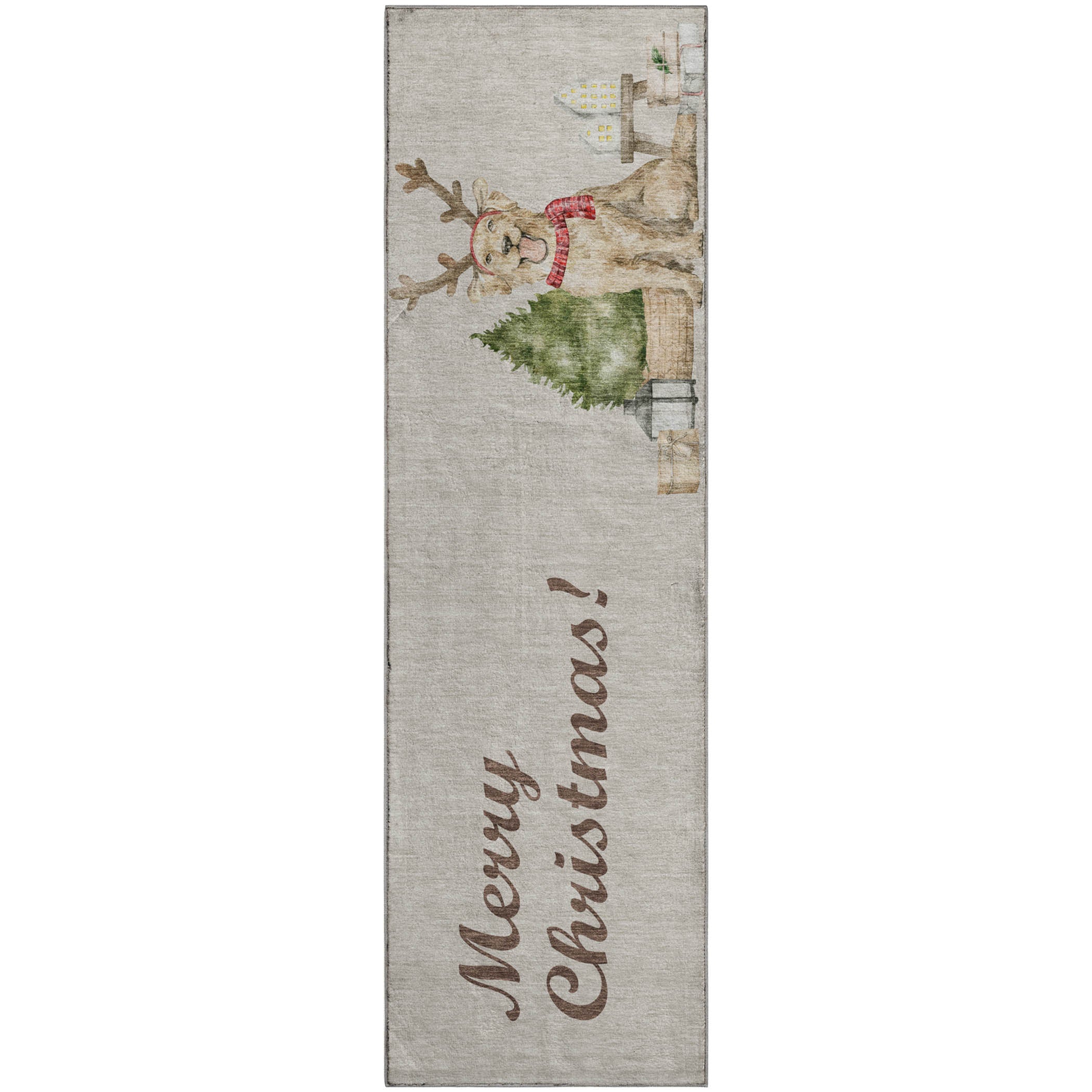 Mdina Machine Washable Holiday Taupe Beige Rug 2'3" x 7'6" #shape_Runner