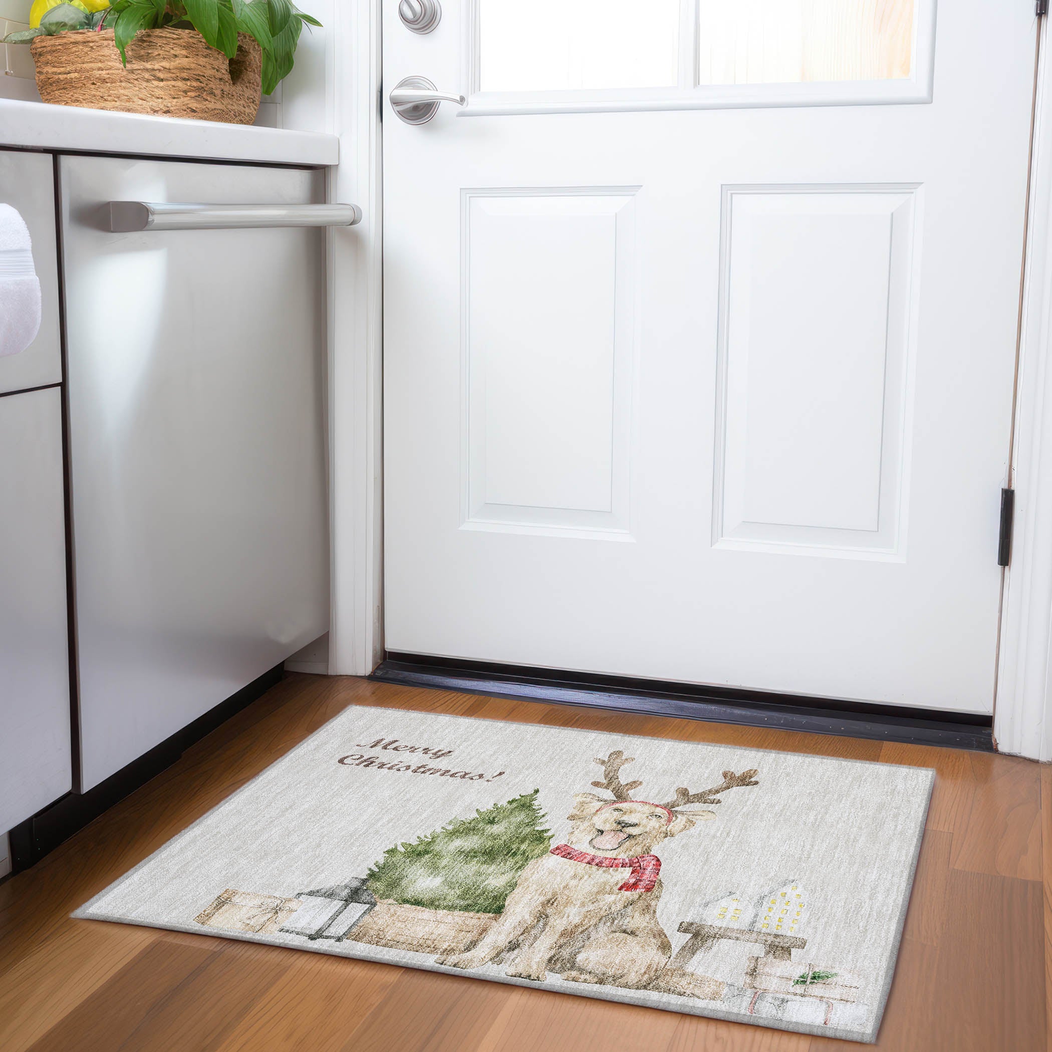 Mdina Machine Washable Holiday Taupe Beige Rug 1'8" x 2'6" #shape_Rectangle