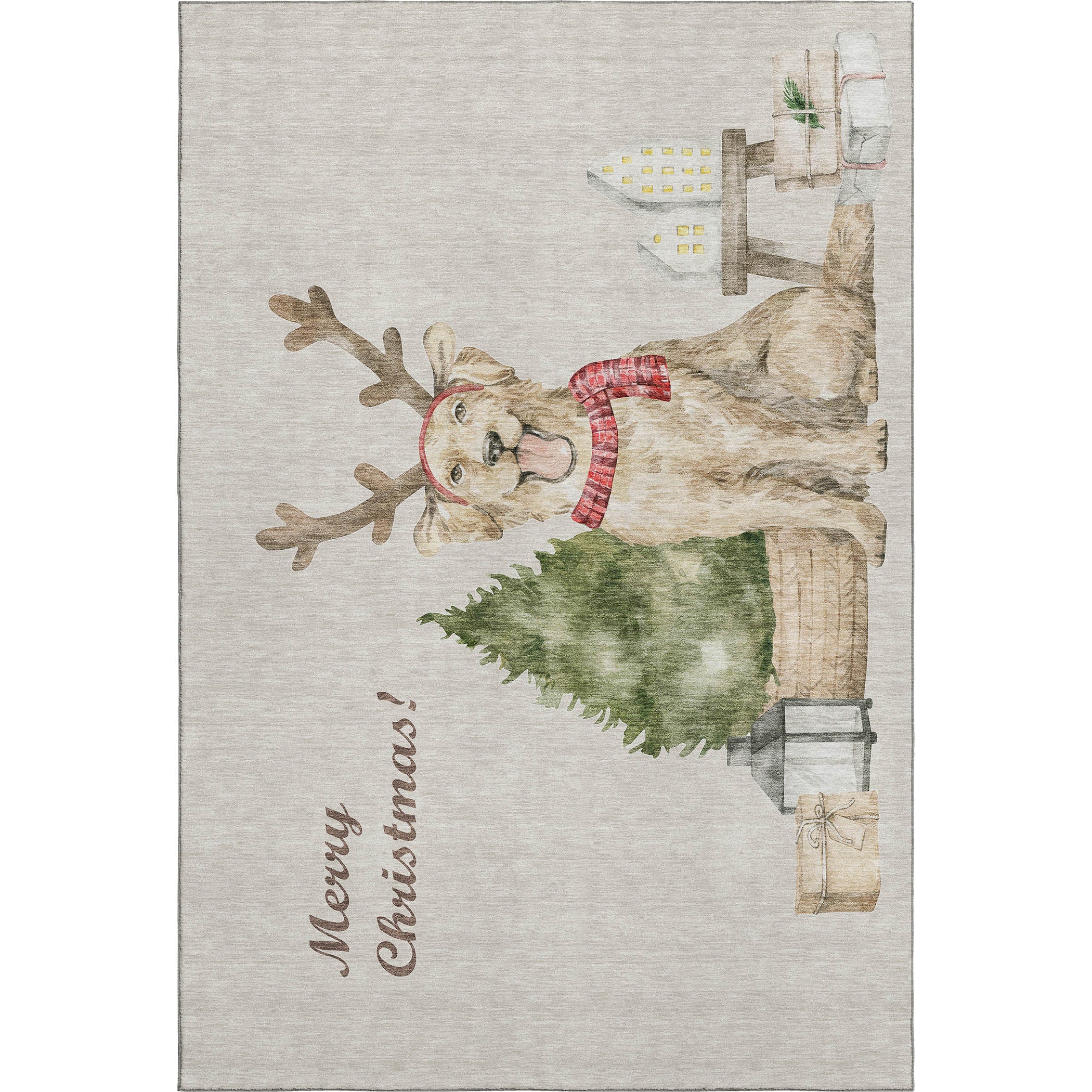 Mdina Machine Washable Holiday Taupe Beige Rug 2'6" x 3'10" #shape_Rectangle