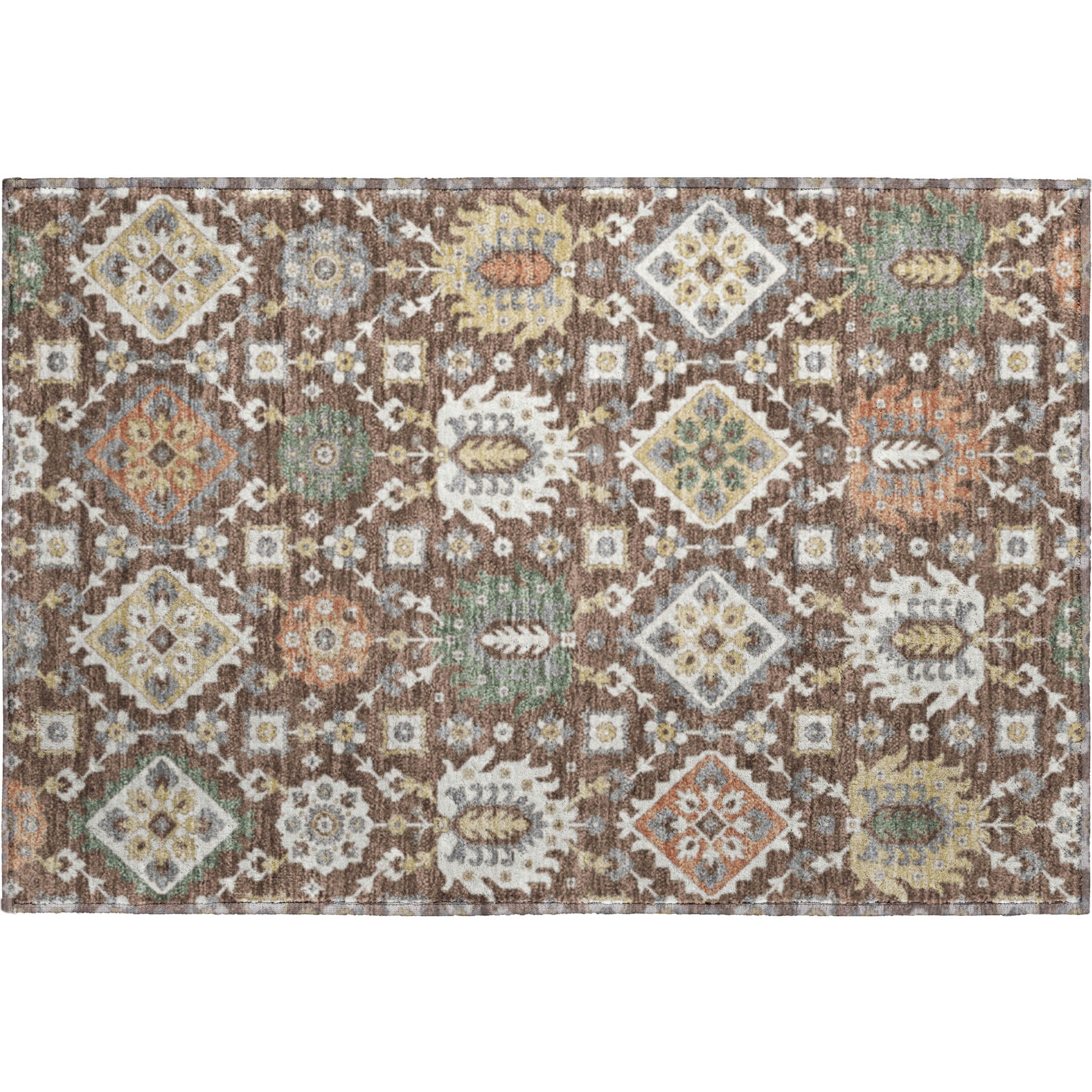 Bern Machine Washable Transitional Chocolate Brown Rug 1'8" x 2'6" #shape_Rectangle
