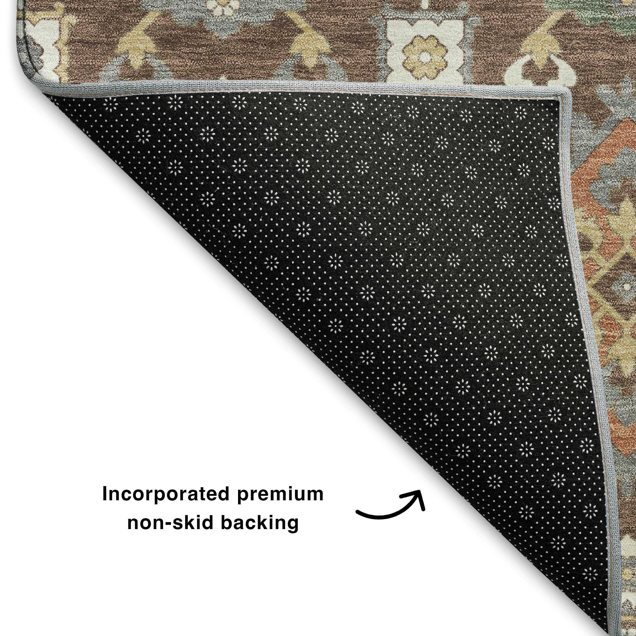 Bern Machine Washable Transitional Chocolate Brown Rug 1'8" x 2'6" #shape_Rectangle