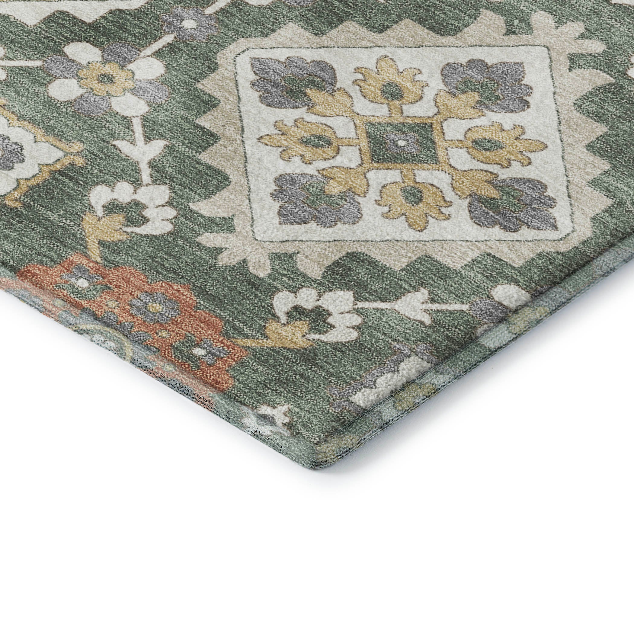 Bern Machine Washable Transitional Green Rug 1'8" x 2'6" #shape_Rectangle