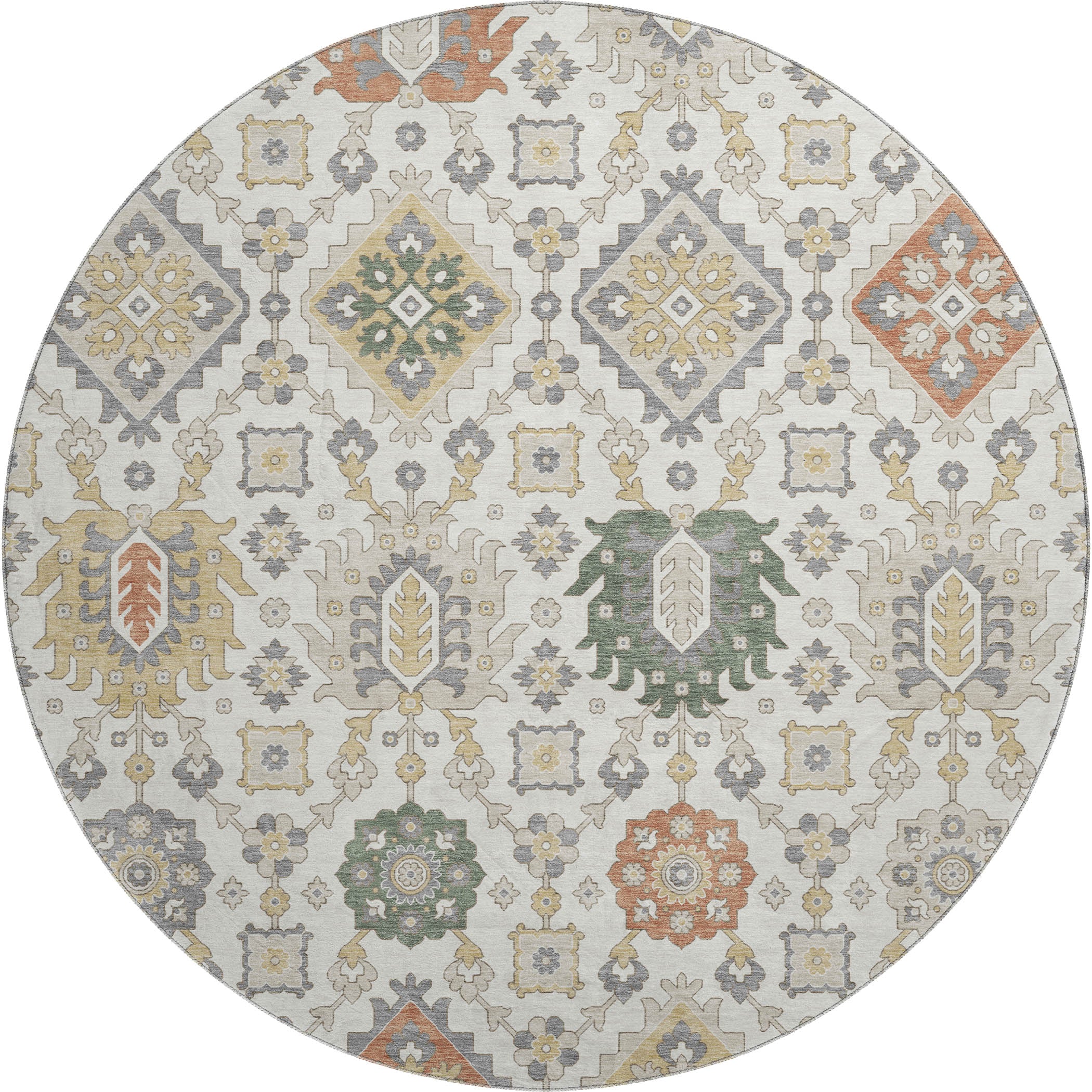 Bern Machine Washable Transitional Ivory Rug 8' x 8' #shape_Round