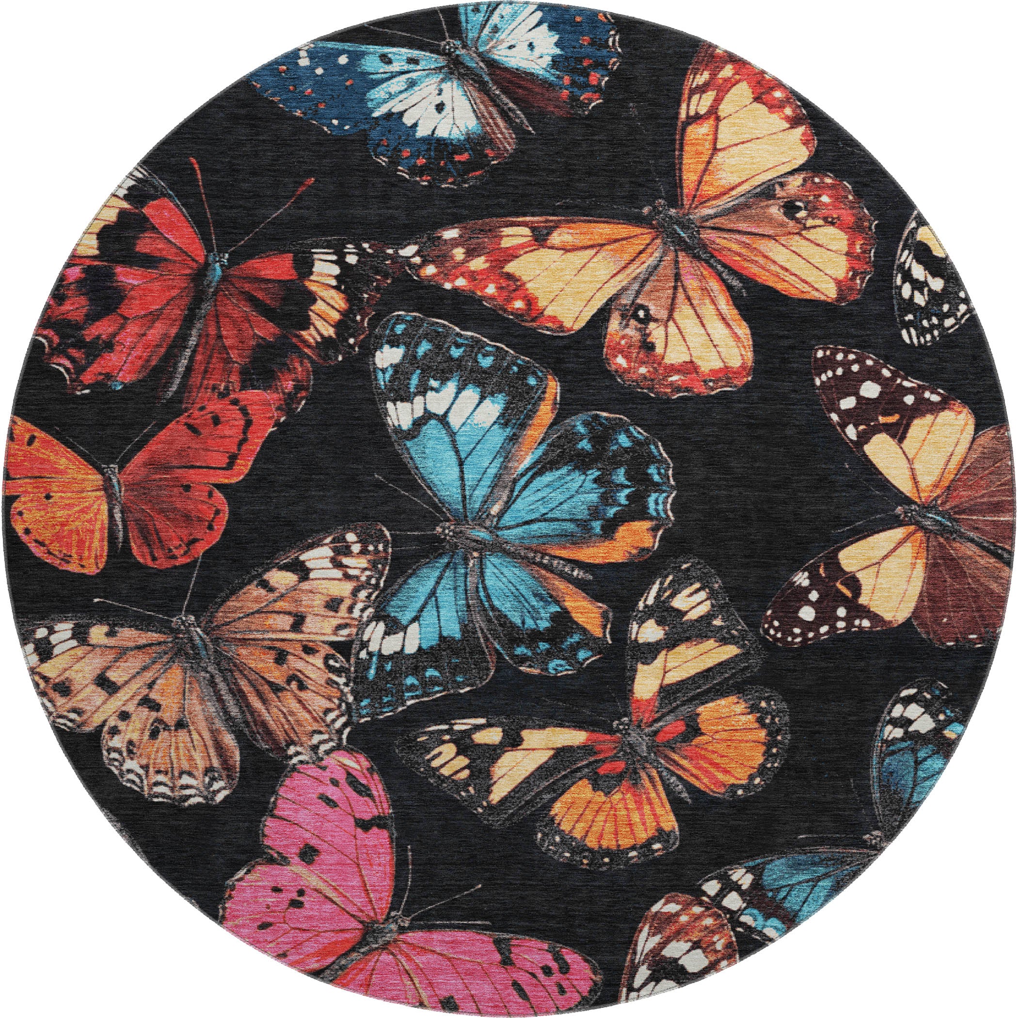 Marrakech Machine Washable Transitional Black Rug 8' x 8' #shape_Round