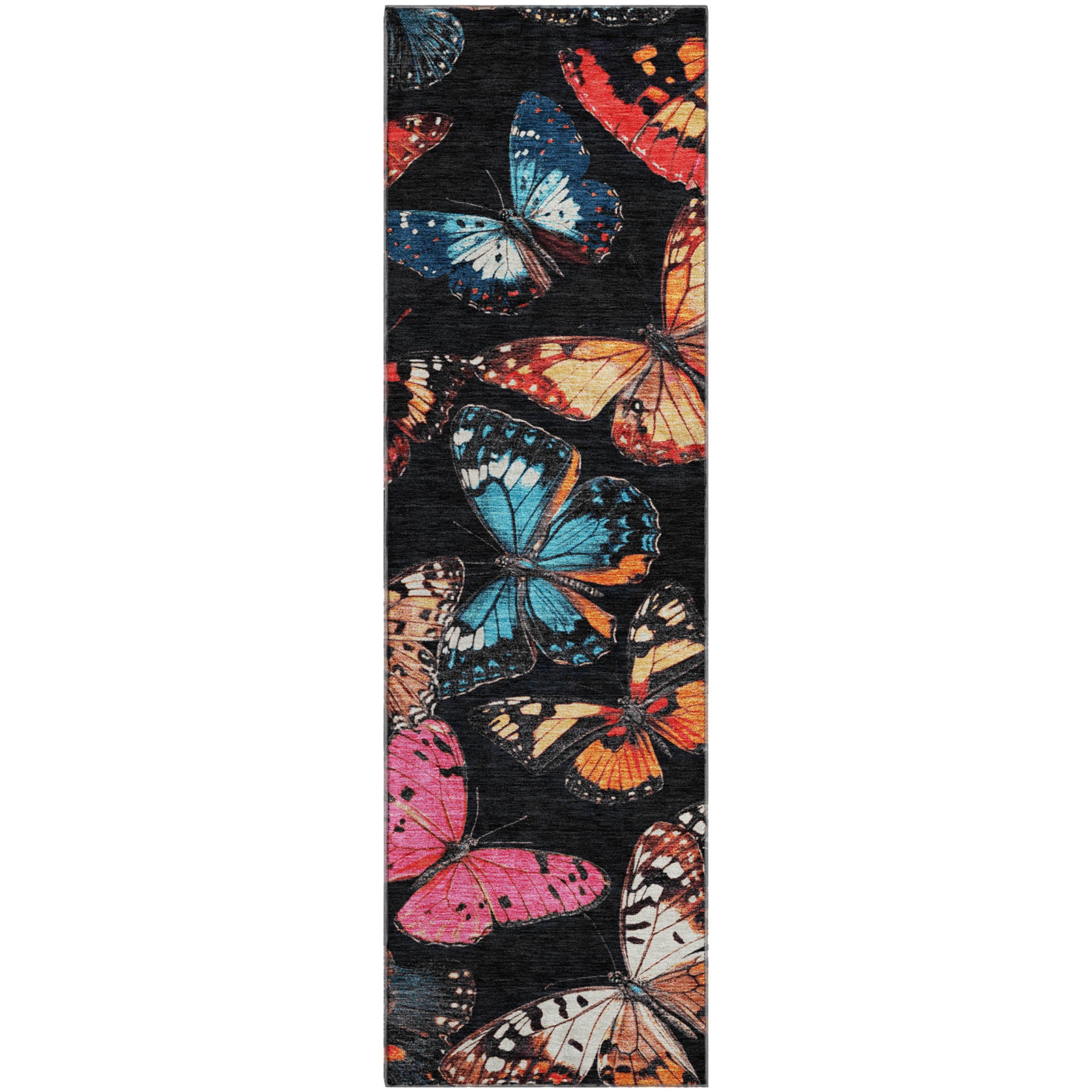 Marrakech Machine Washable Transitional Black Rug 2'3" x 7'6" #shape_Runner
