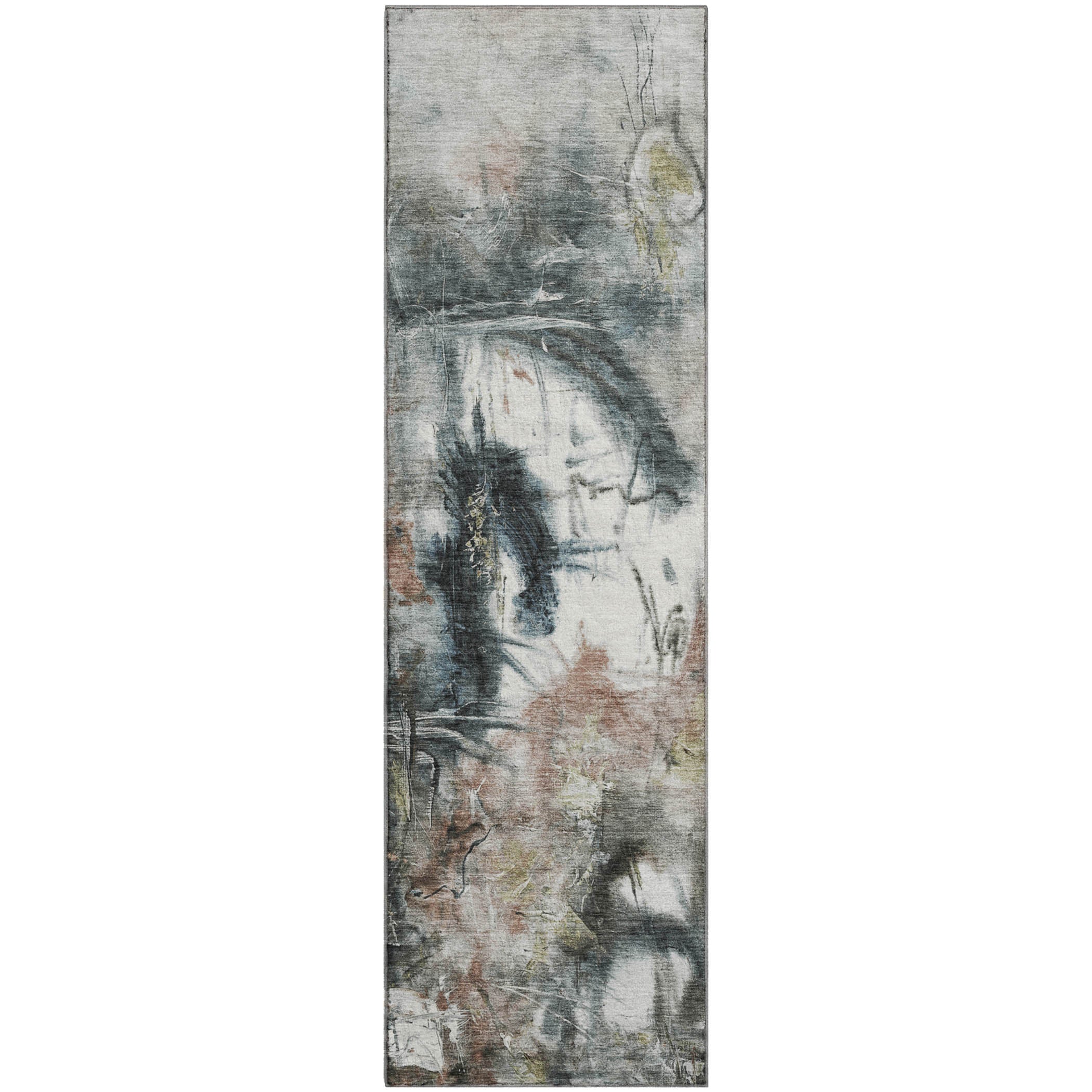 Antigua Machine Washable Transitional Taupe Brown Rug 2'3" x 7'6" #shape_Runner
