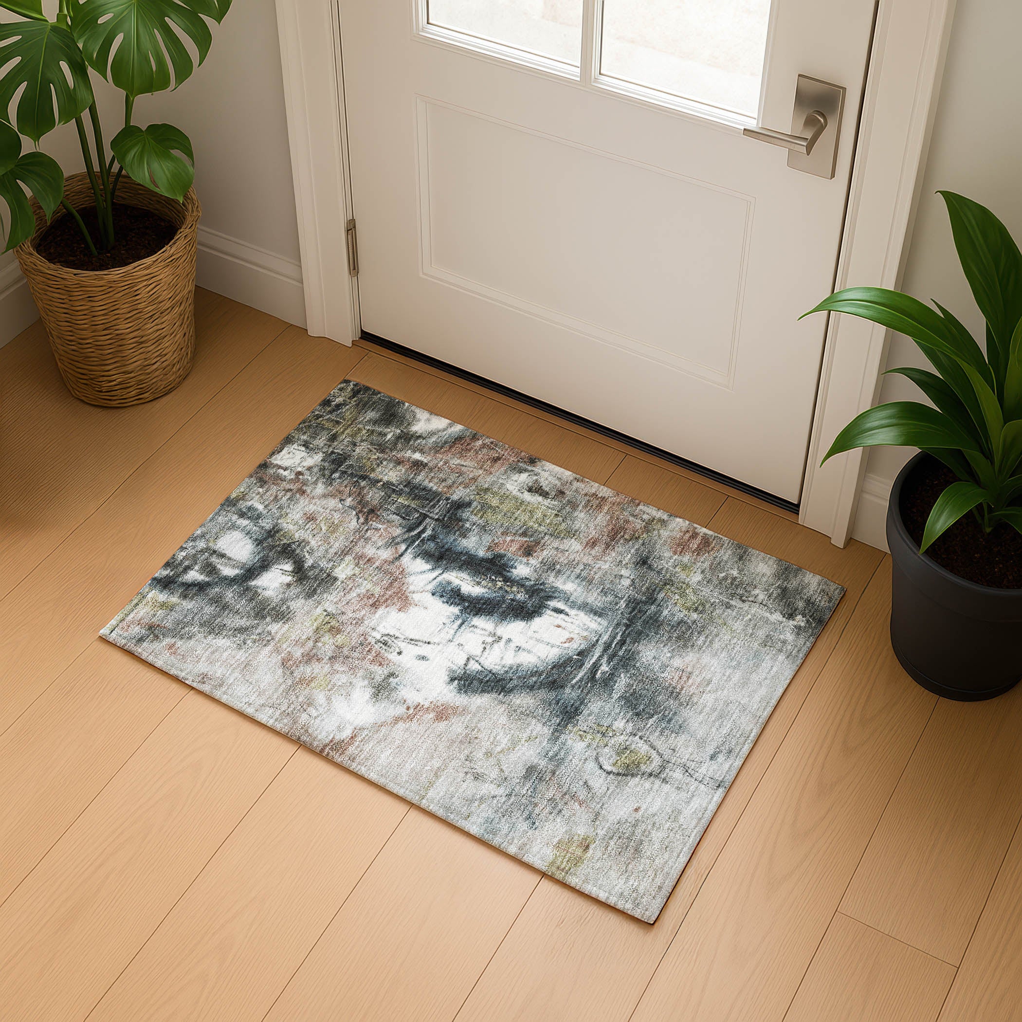 Antigua Machine Washable Transitional Taupe Brown Rug 1'8" x 2'6" #shape_Rectangle