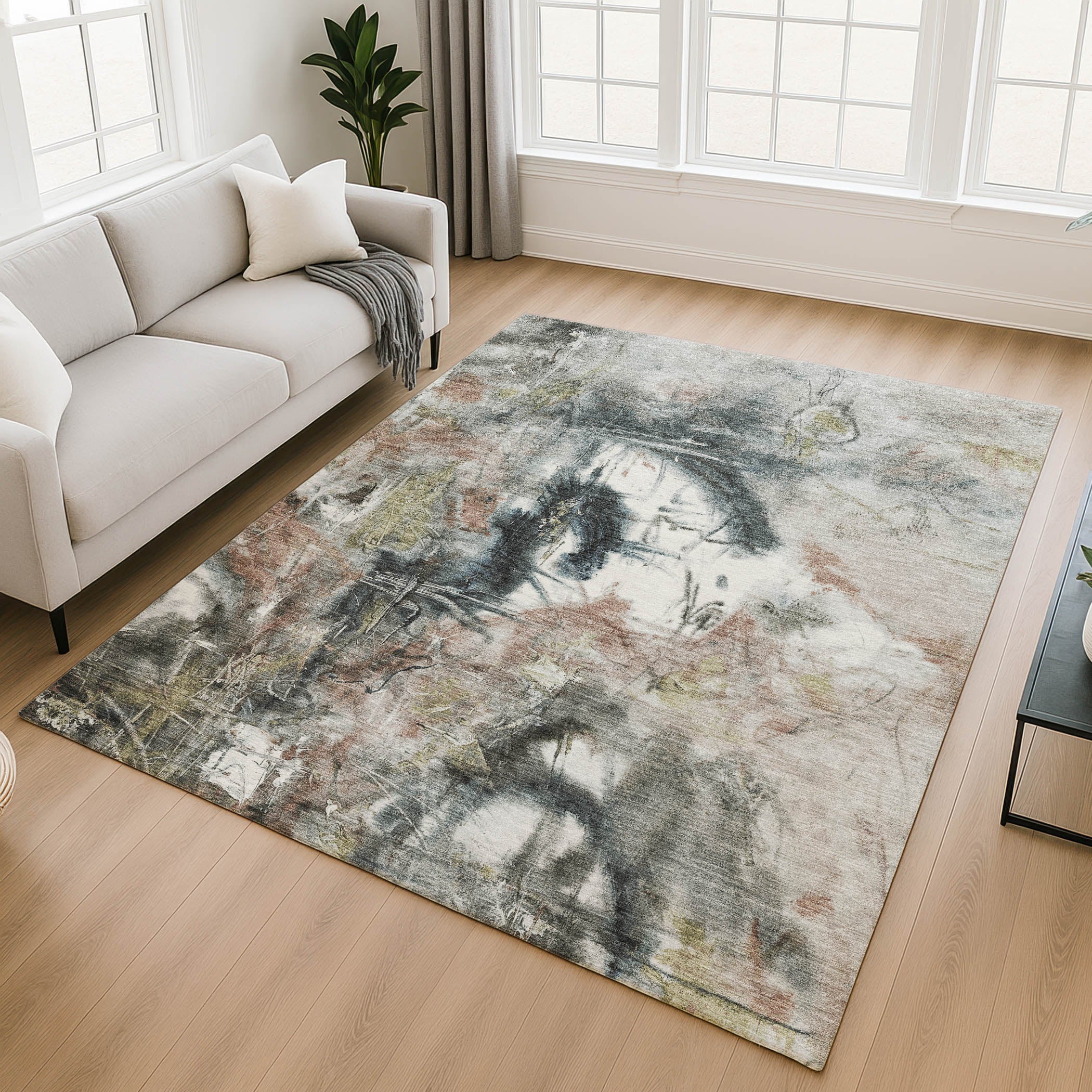 Antigua Machine Washable Transitional Taupe Brown Rug 2'6" x 3'10" #shape_Rectangle