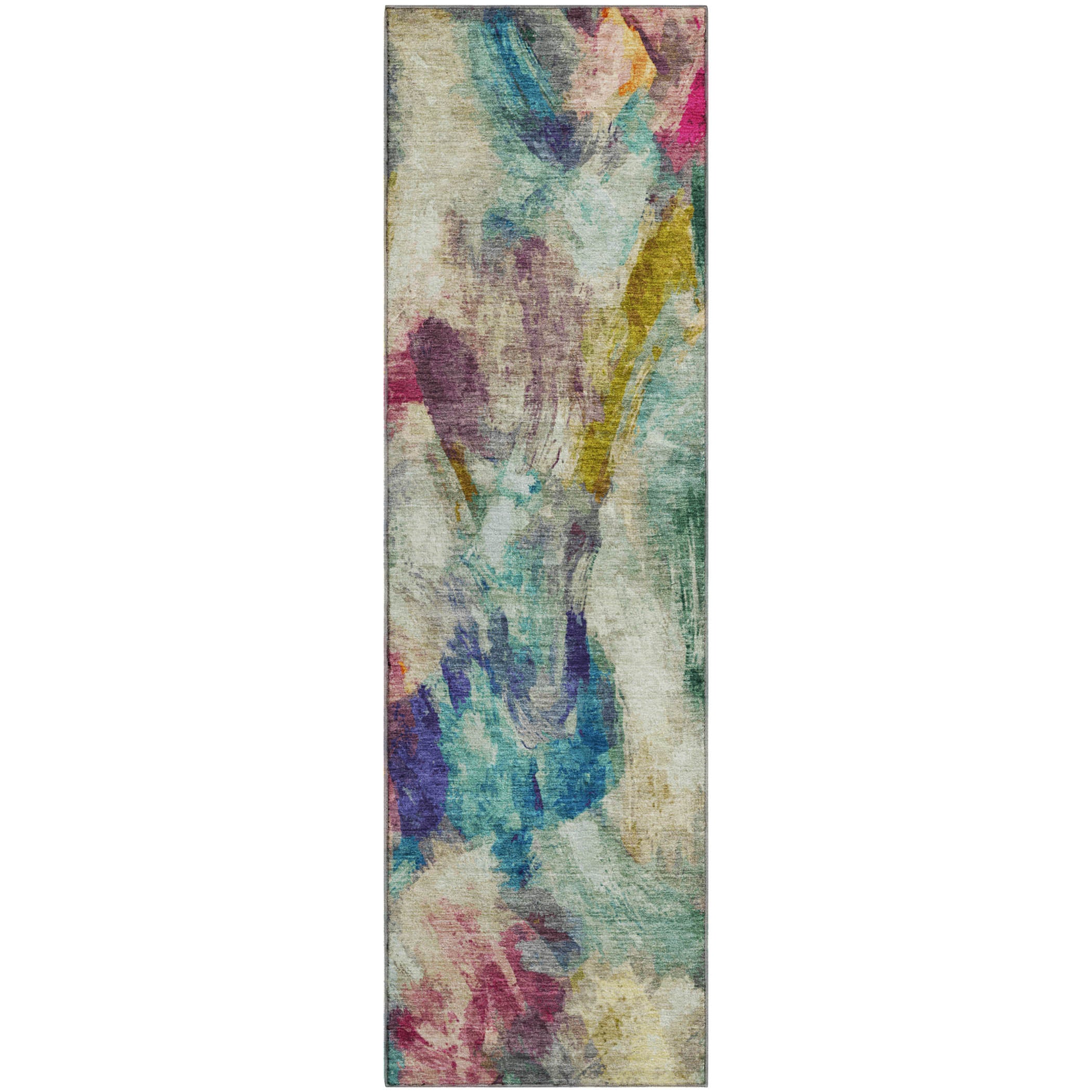 Oslo Machine Washable Transitional Sage Green Rug 2'3" x 7'6" #shape_Runner