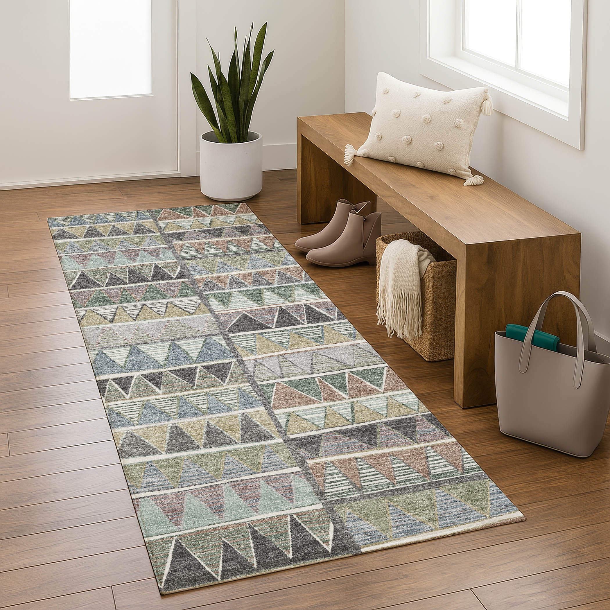 Bruges Machine Washable Transitional Gray Rug 2'3" x 7'6" #shape_Runner