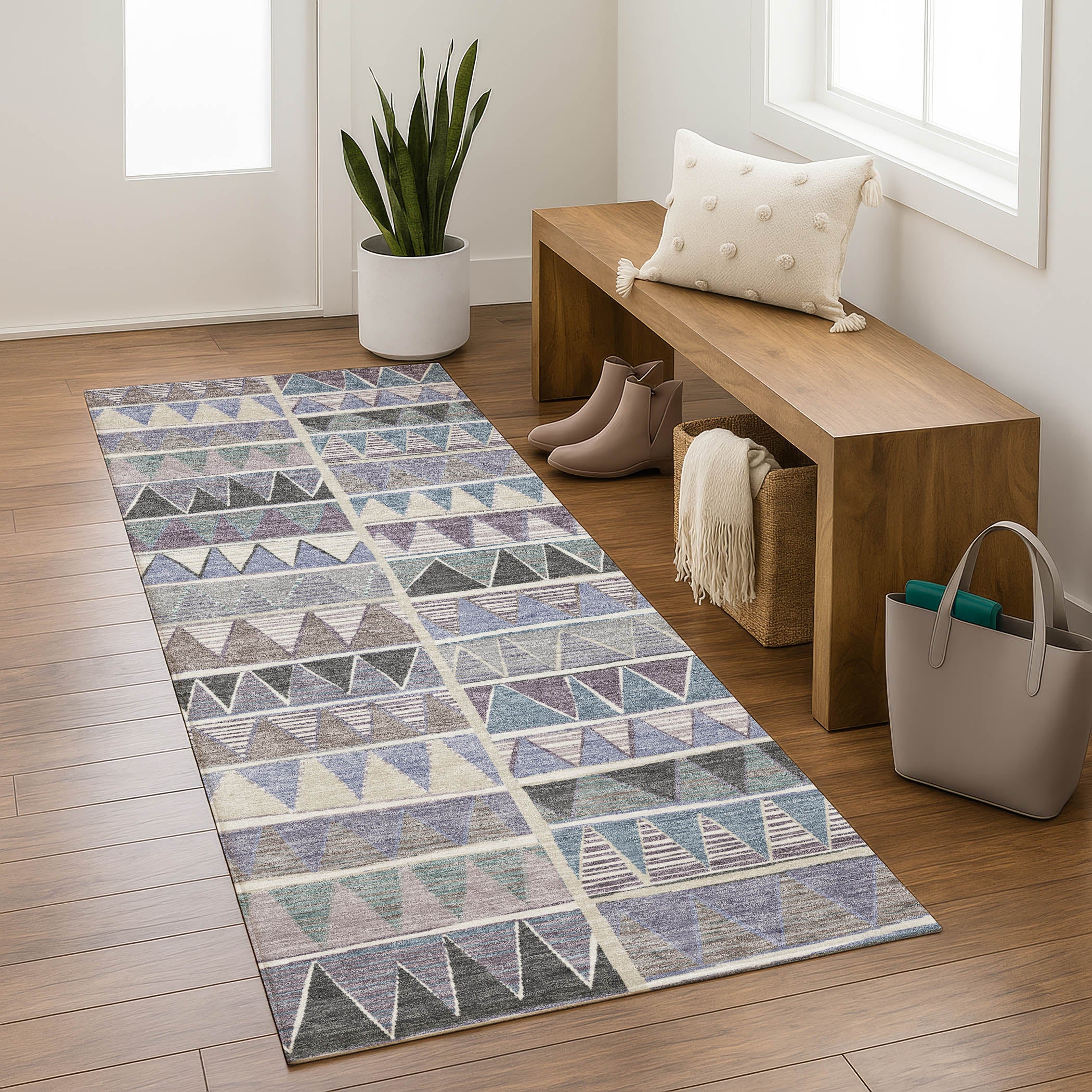 Bruges Machine Washable Transitional Lavender Purple Rug 2'3" x 7'6" #shape_Runner