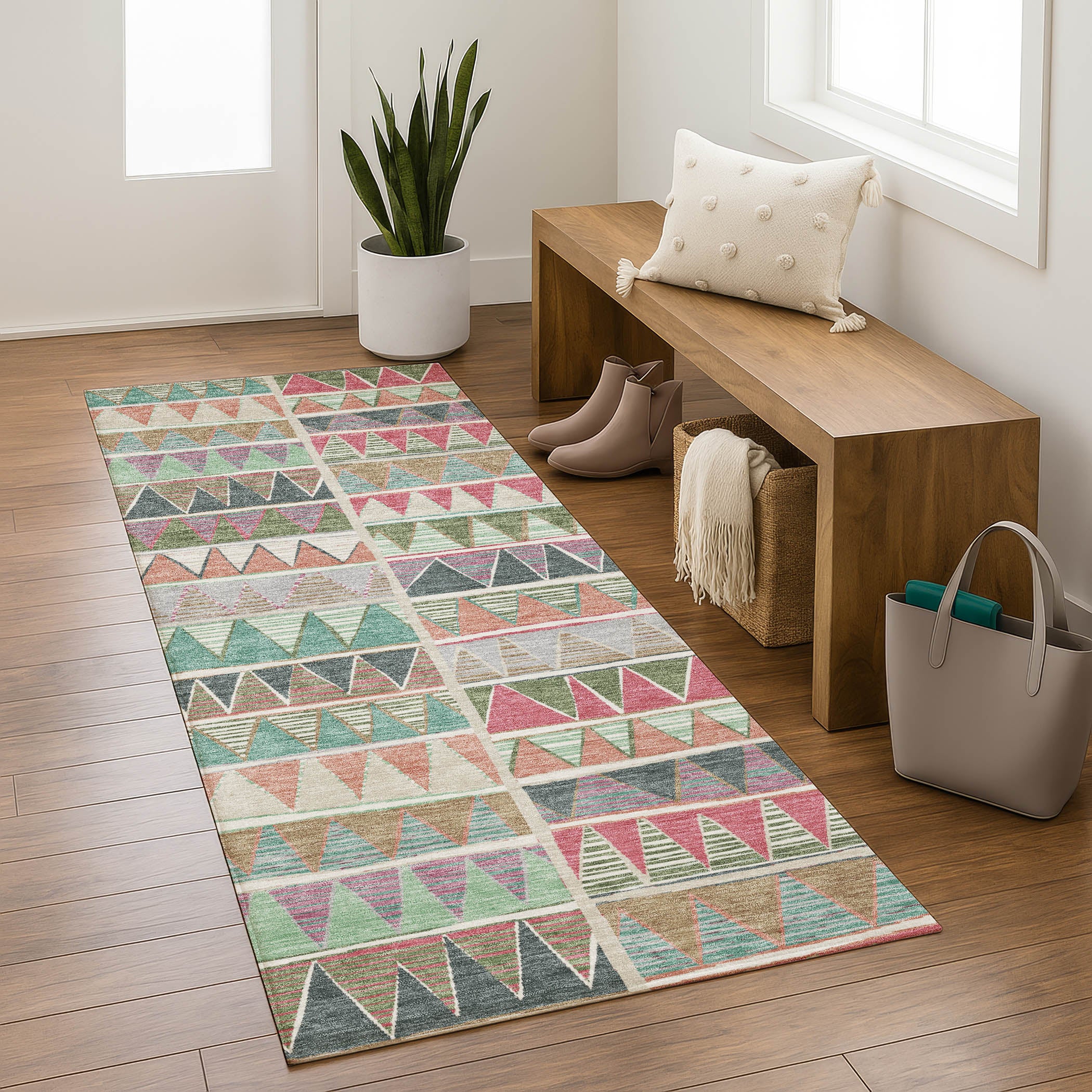 Bruges Machine Washable Transitional Salmon Orange Rug 2'3" x 7'6" #shape_Runner