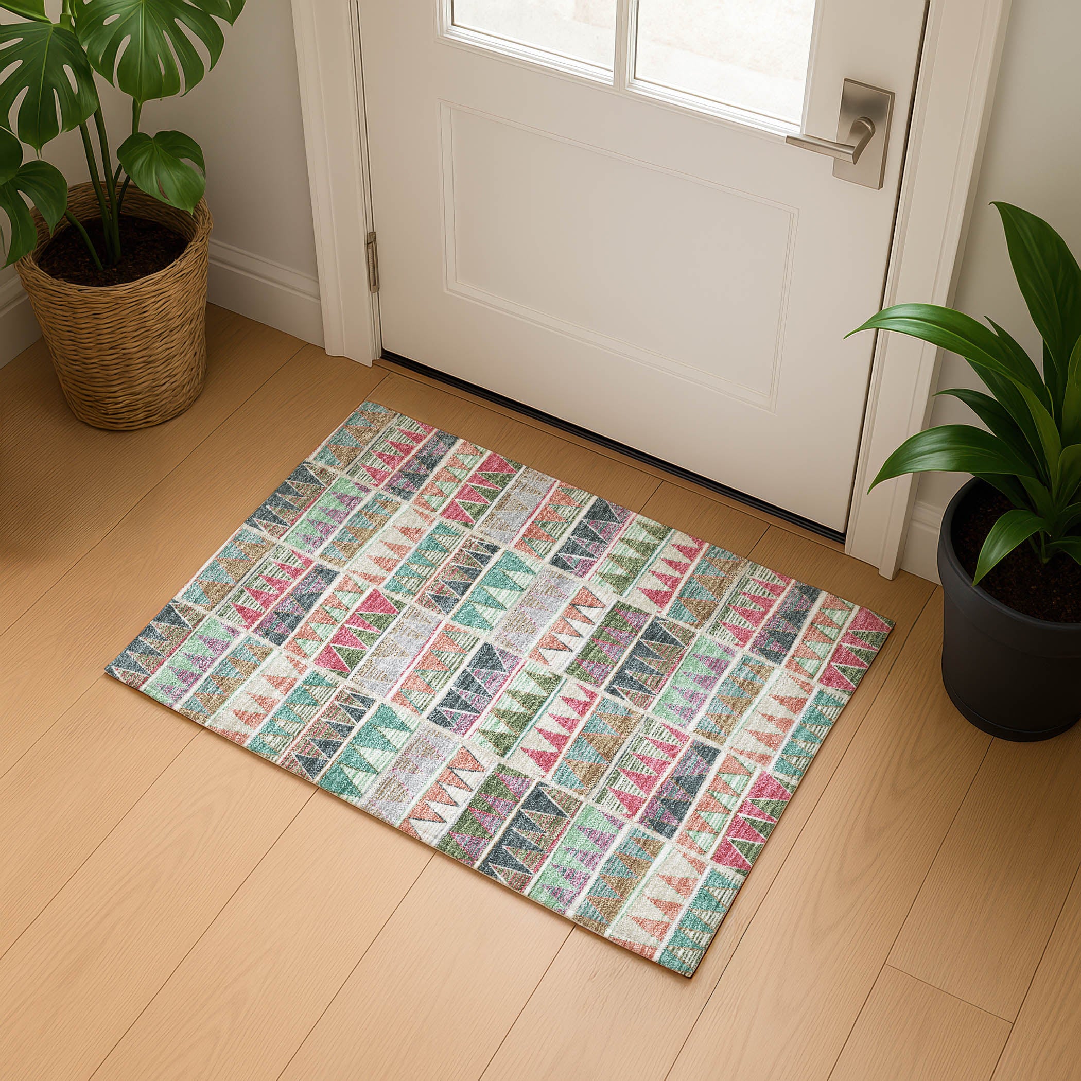 Bruges Machine Washable Transitional Salmon Orange Rug 1'8" x 2'6" #shape_Rectangle